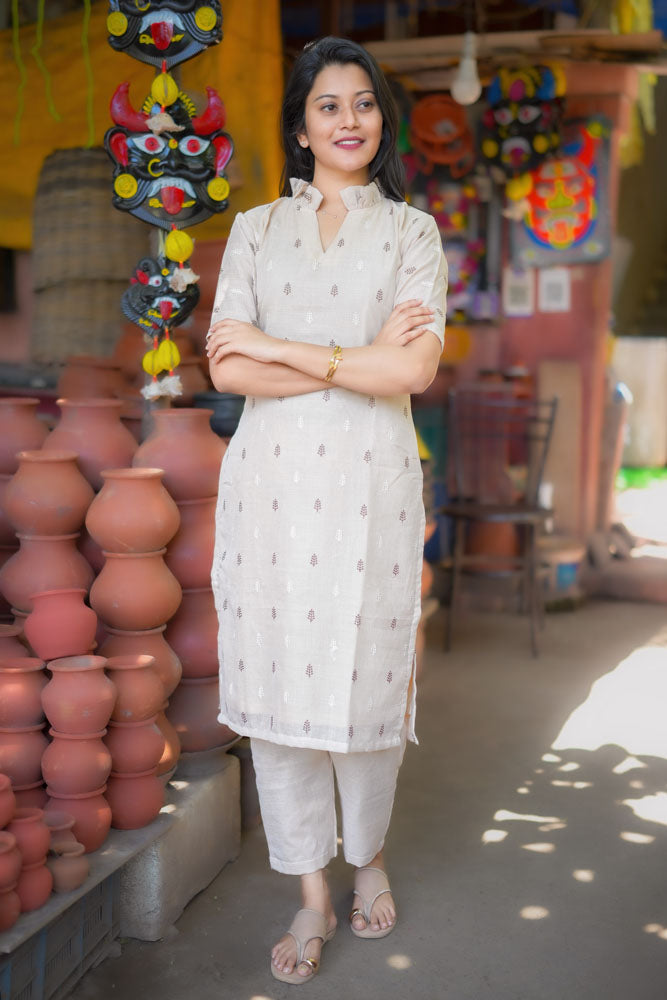Elegant Beige Kurti & Pant Set for Women