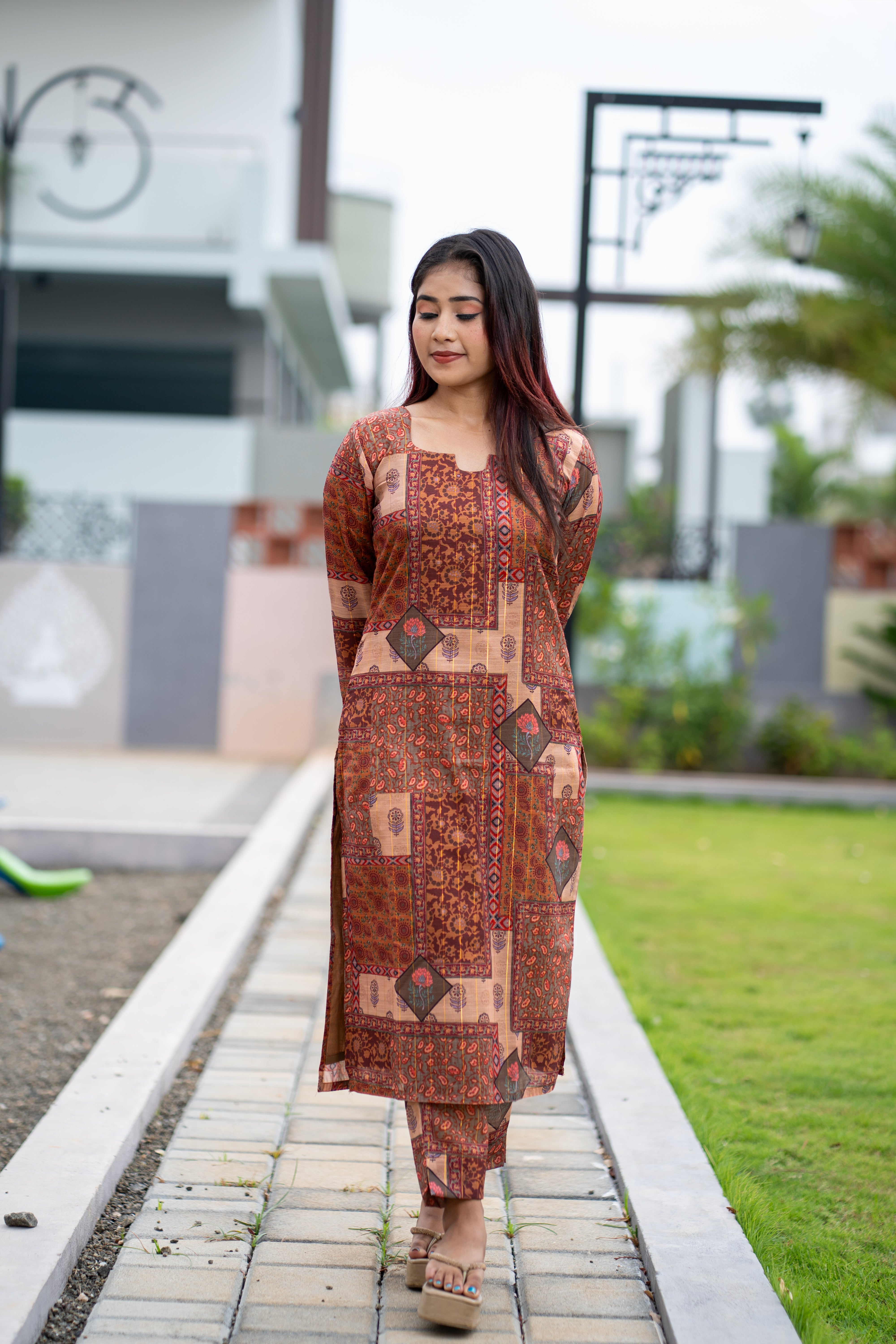 Brown Printed Co-ord Set