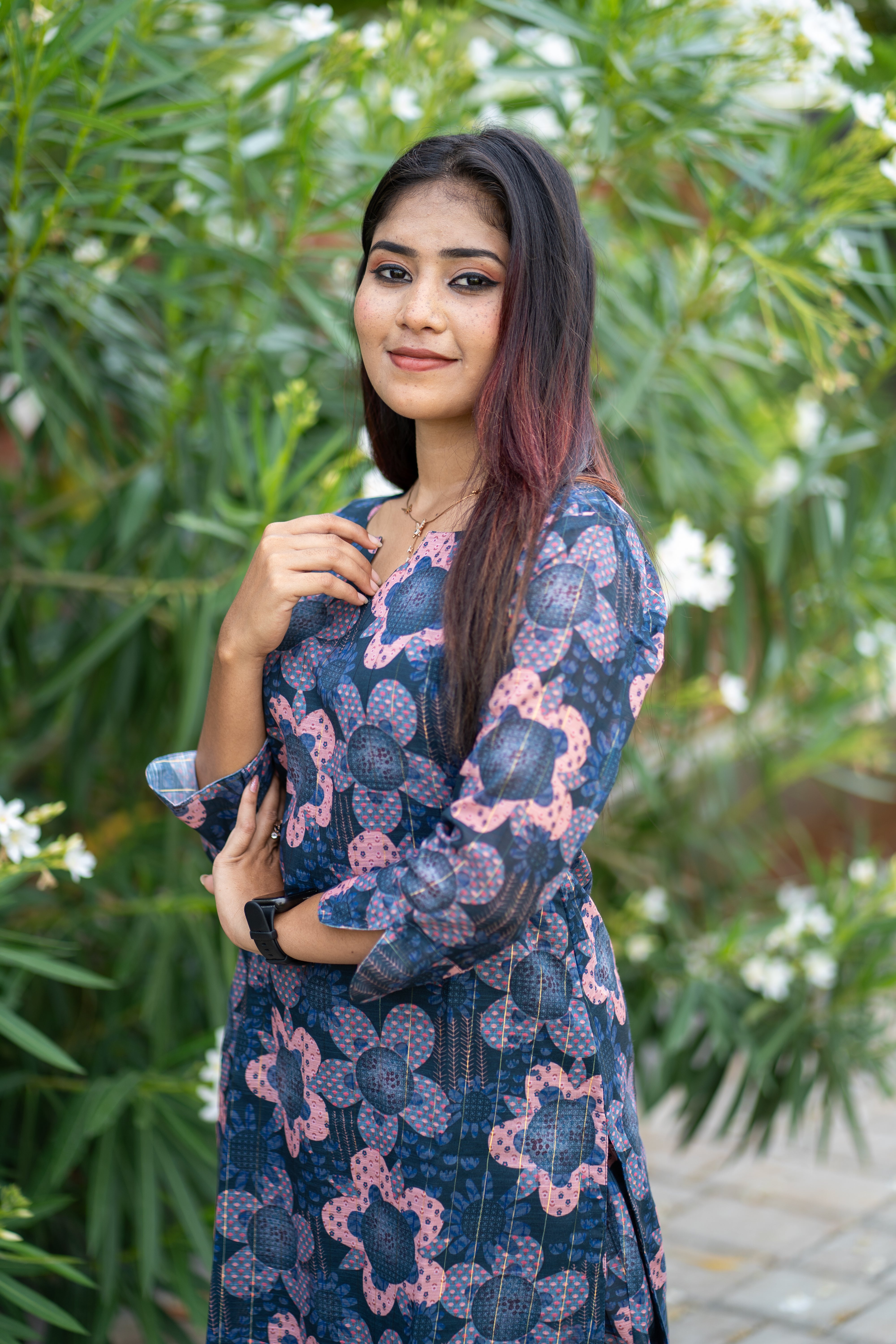 Navy Blue Floral Printed Co-ord Set