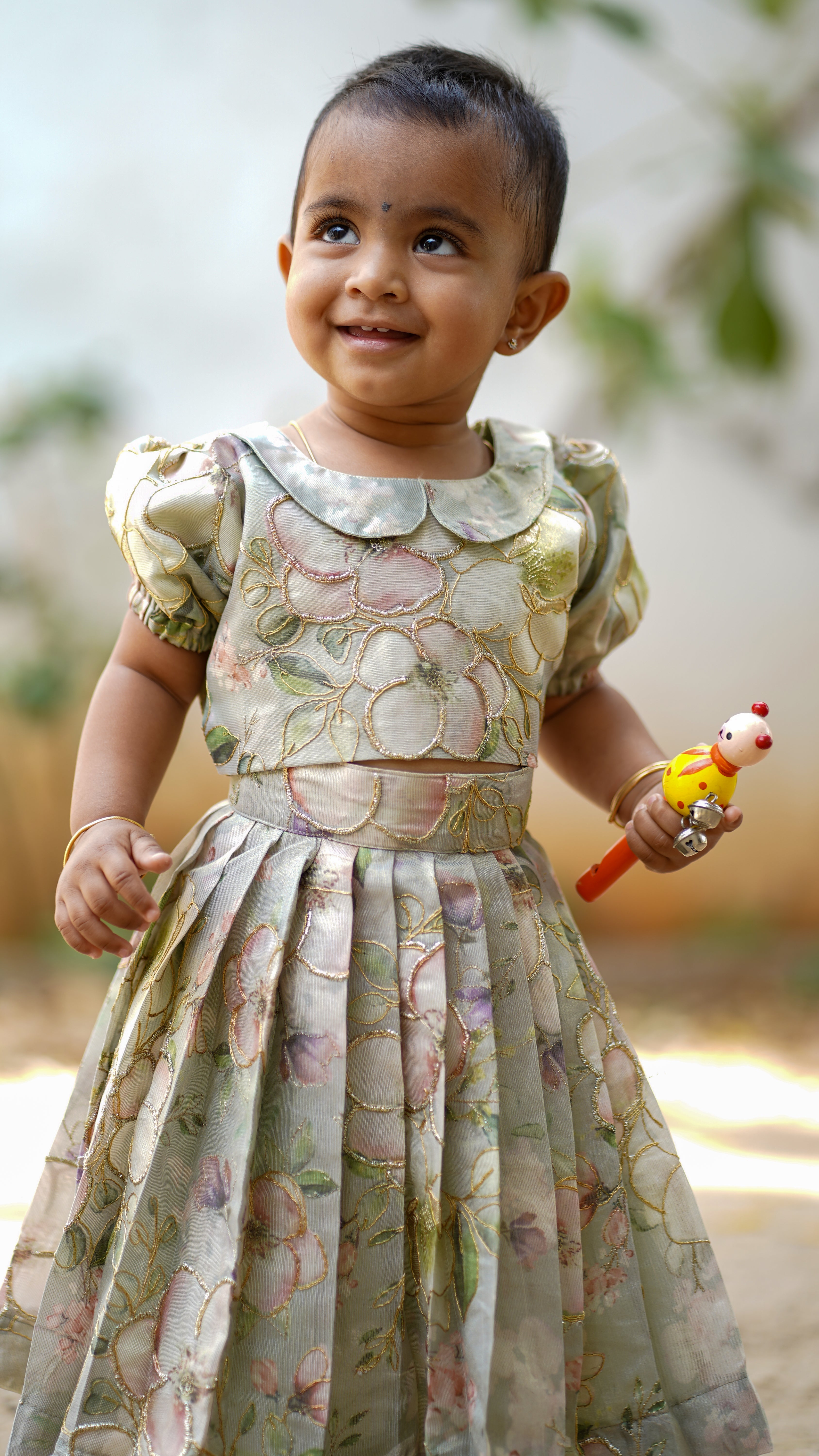 Olive Blossom Pleated Set