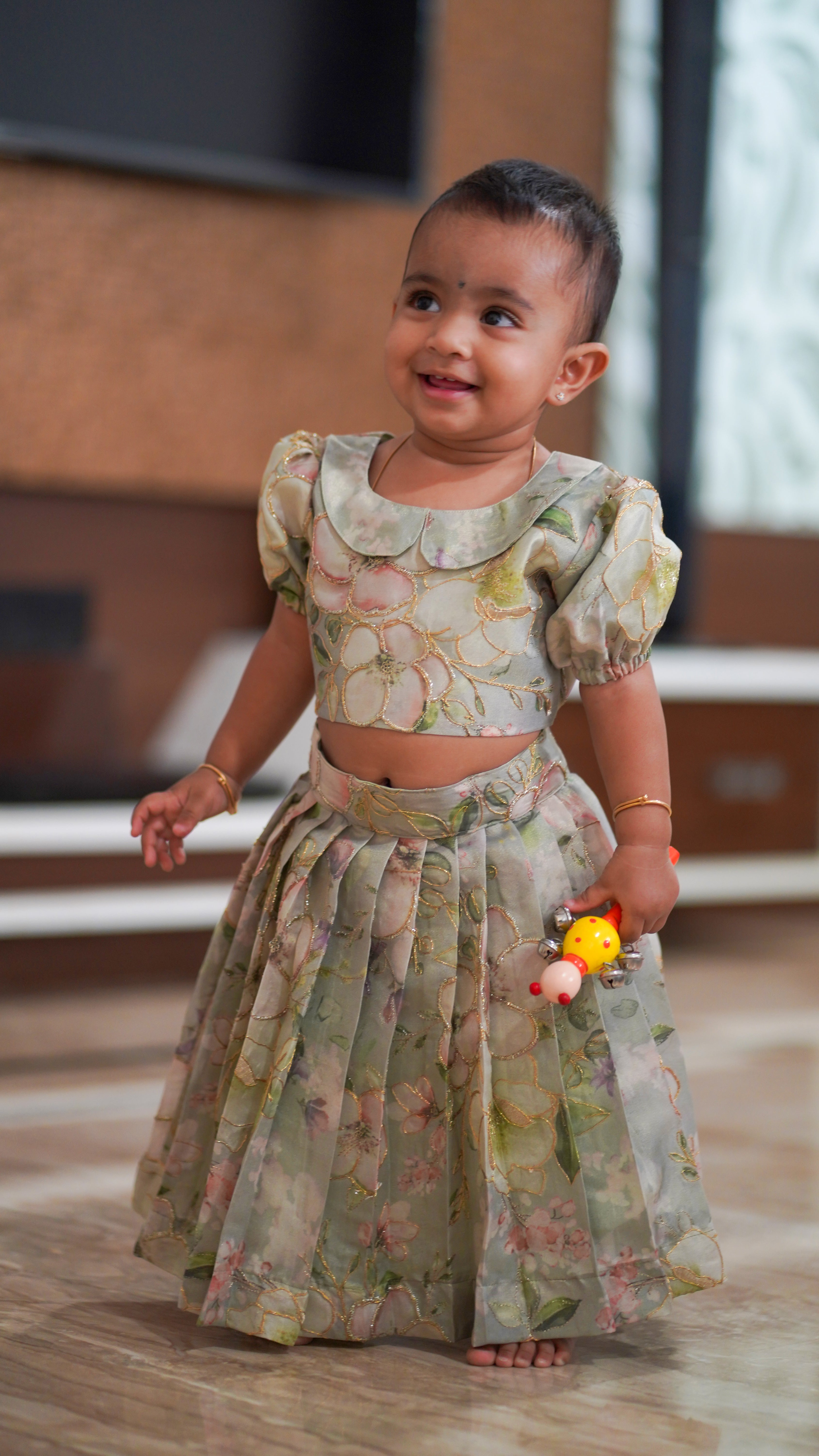 Olive Blossom Pleated Set