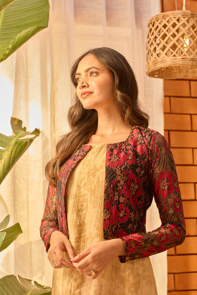 Gold Dress Net Coat Dress