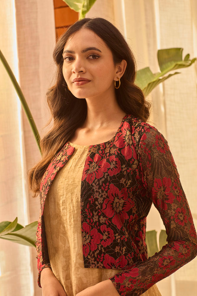 Gold Dress Net Coat Dress