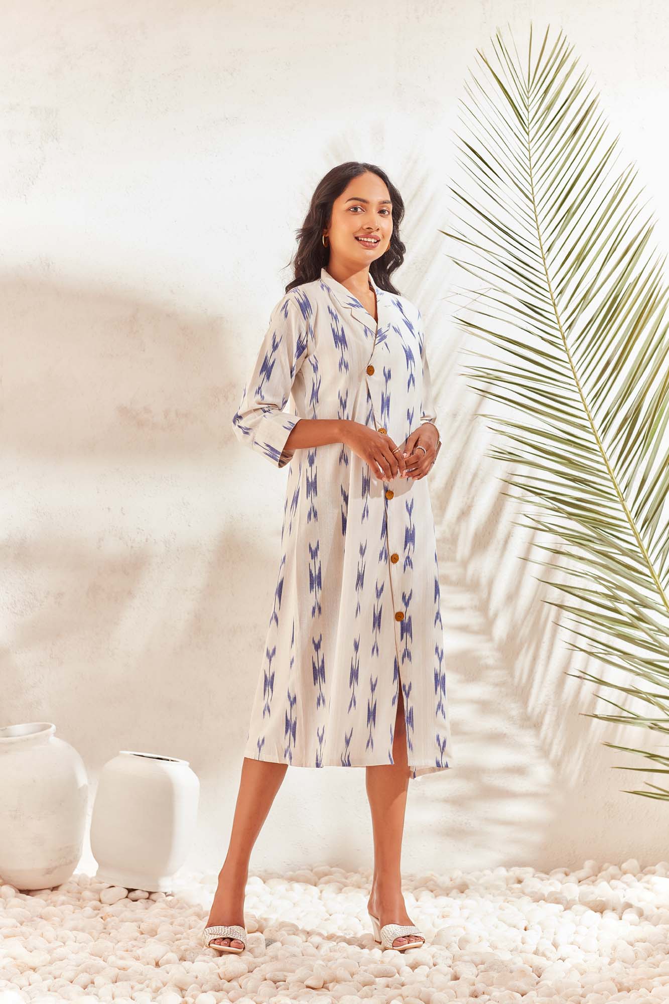 White Cotton Denim Blue