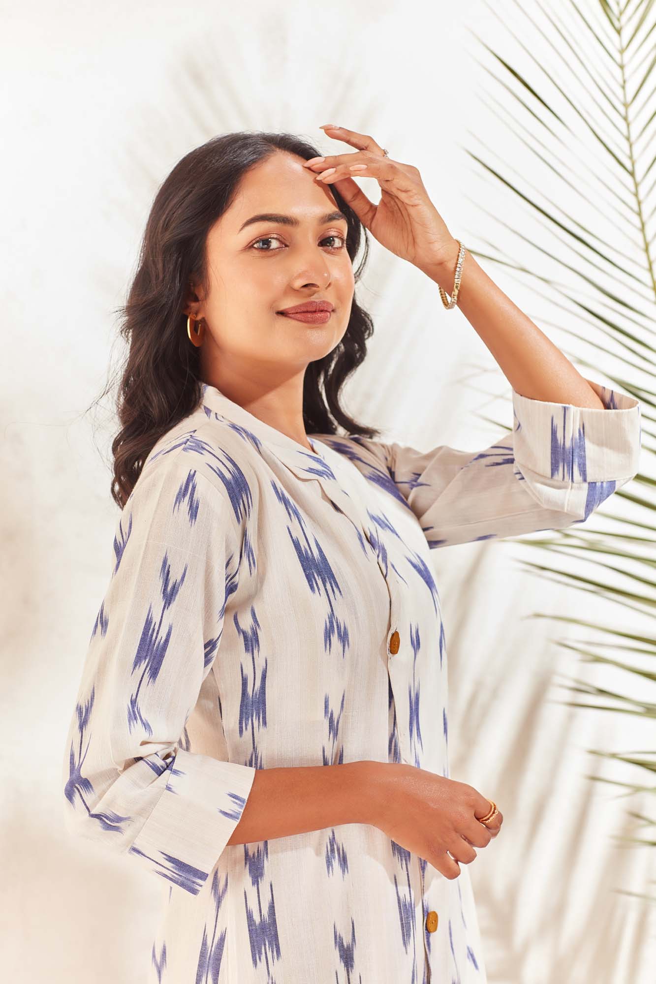 White Cotton Denim Blue