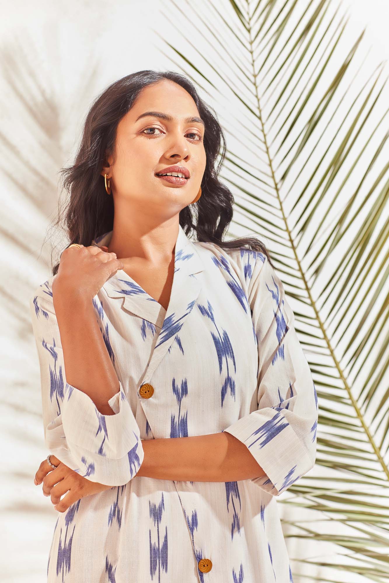 White Cotton Denim Blue