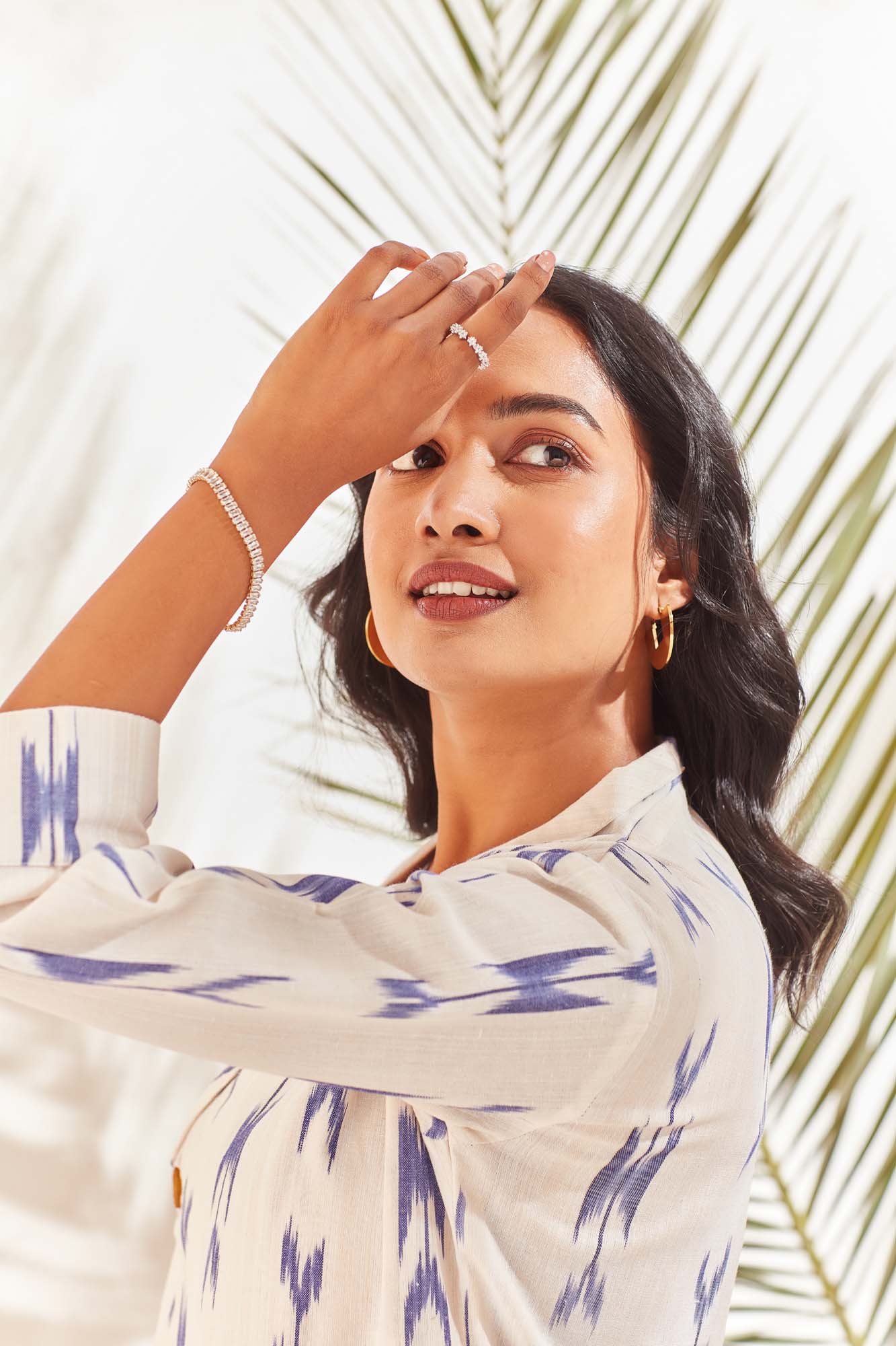 White Cotton Denim Blue