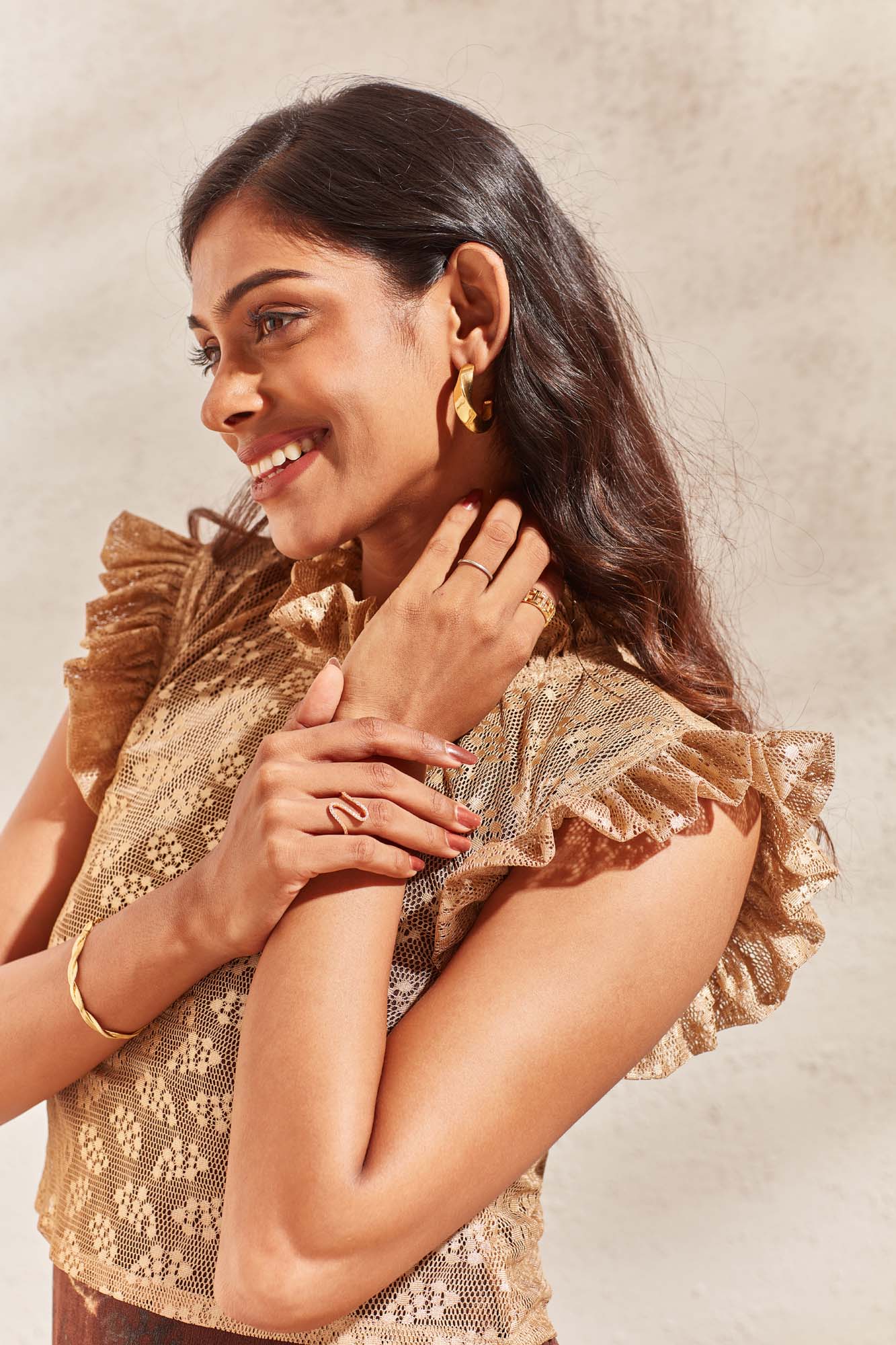 Gold and Brown Net Velvet