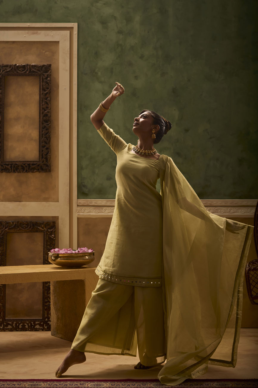 Ruya Olive Charm Palazzo Set