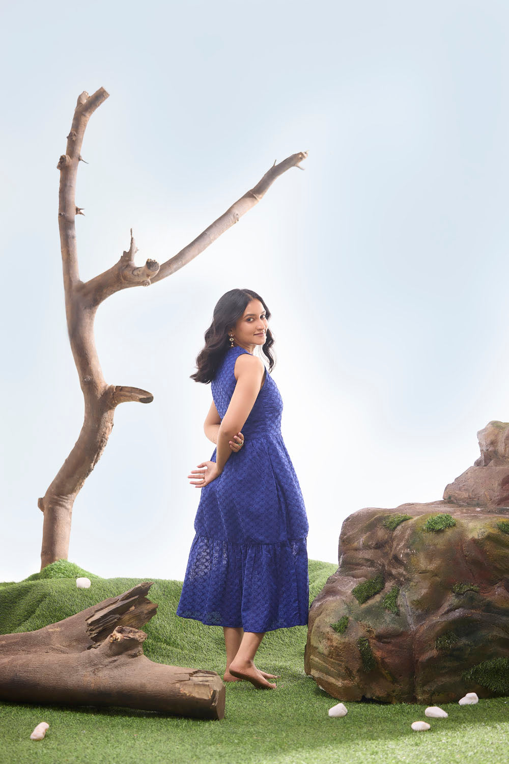 Lepis Blue Cutwork Dress