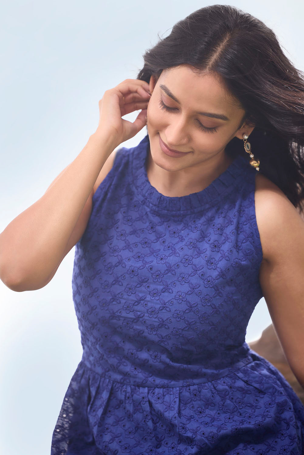 Lepis Blue Cutwork Dress