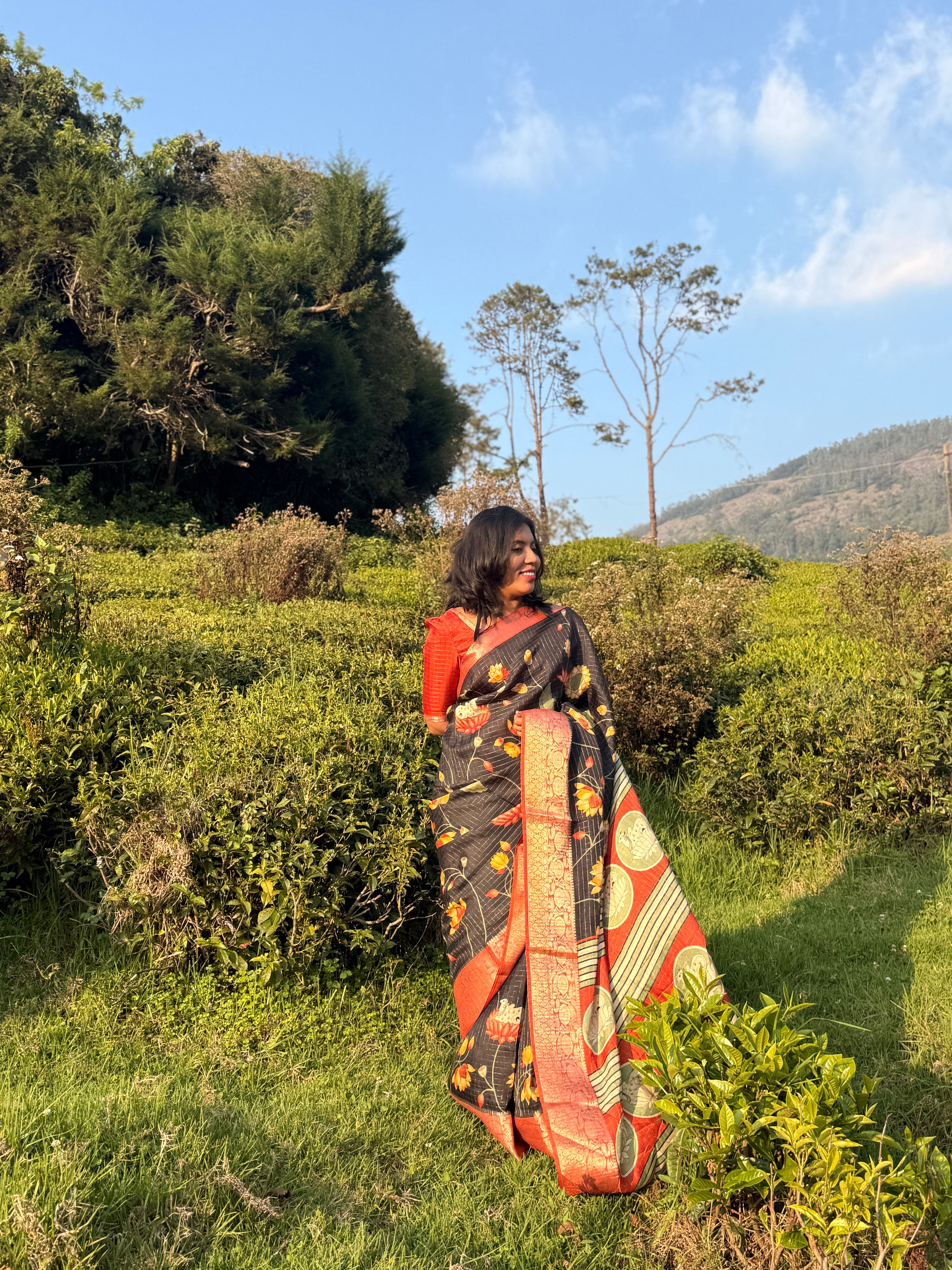 Black Beauty with Burnt Orange Border Saree