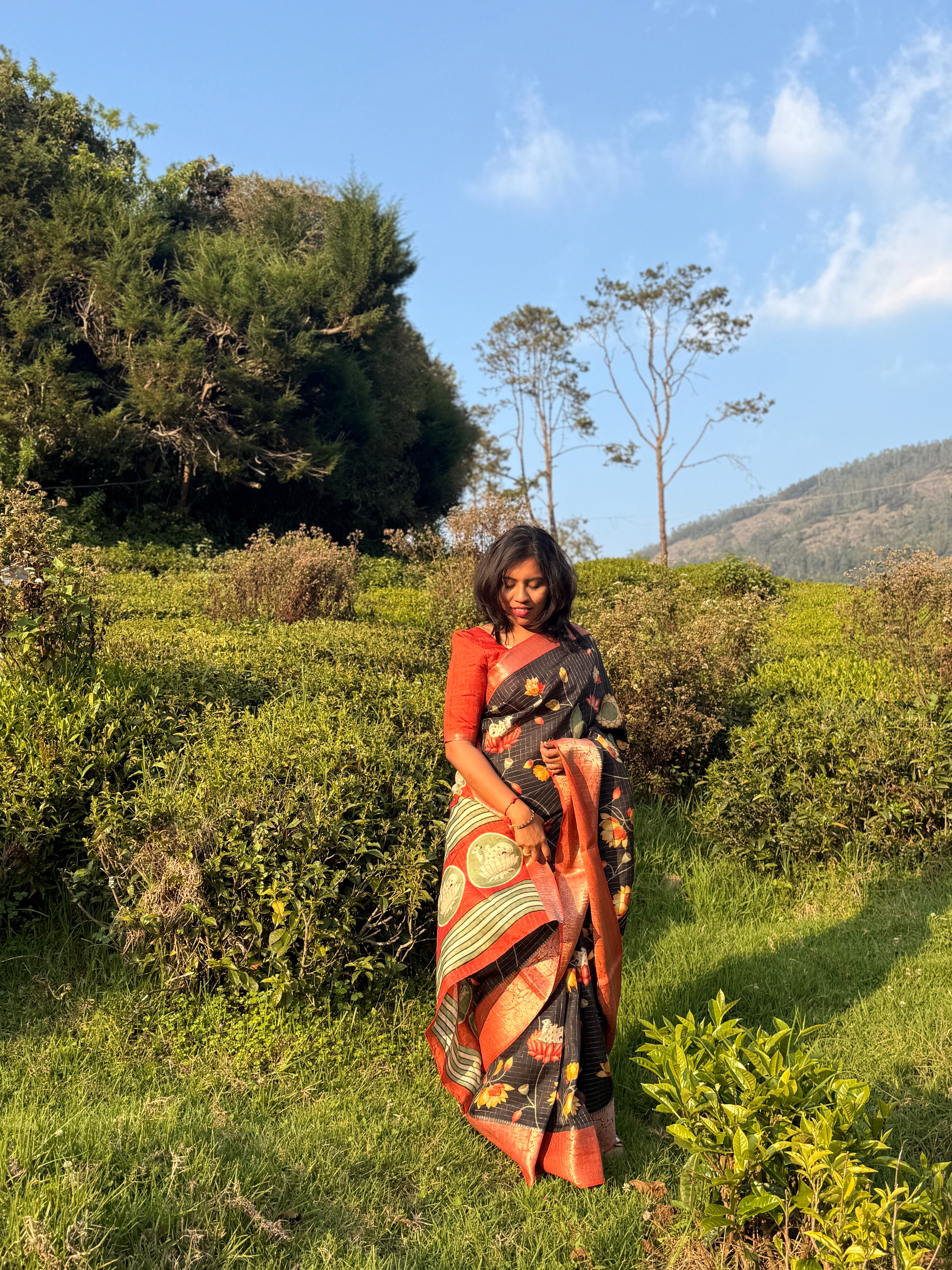 Black Beauty with Burnt Orange Border Saree