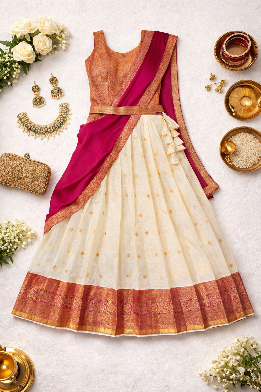 Semi Stitched Silk Lehenga with Dupatta