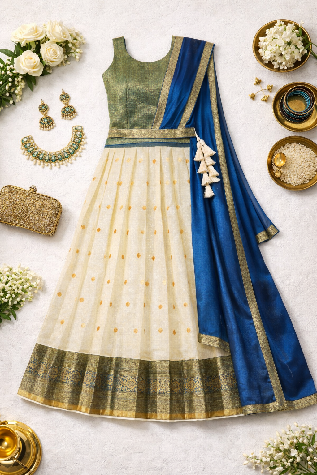 Semi Stitched Silk Lehenga with Dupatta