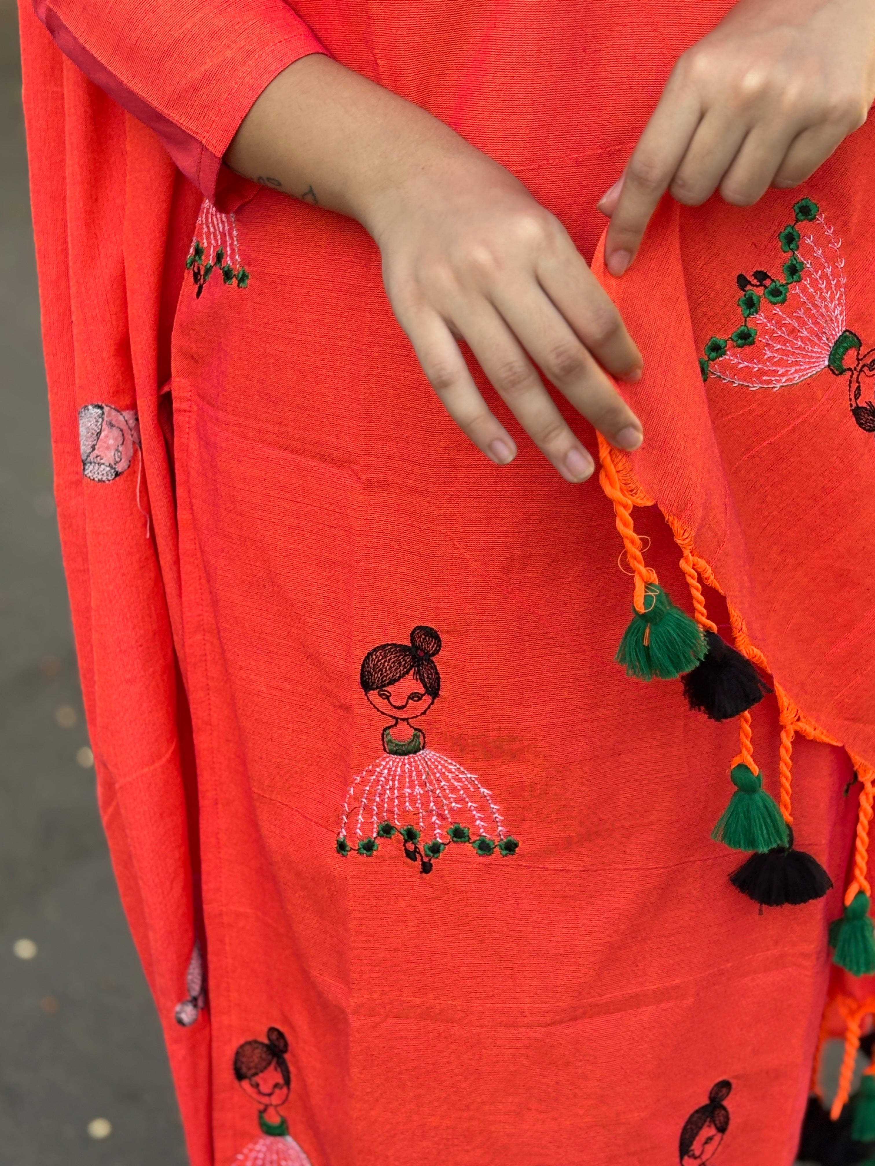 Coral Bloom Embroidered 3 piece Set