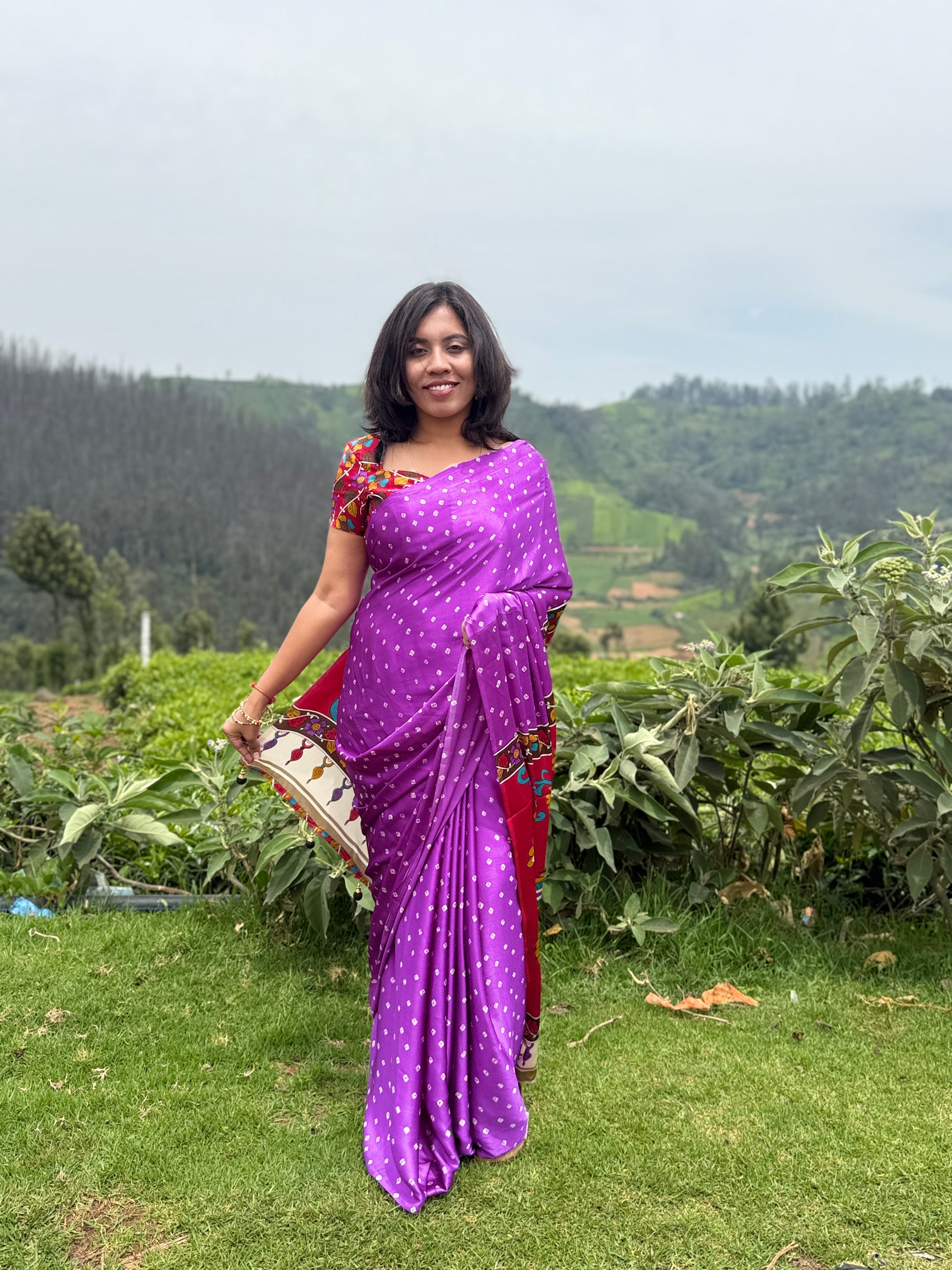 Vibrant Print Saree with Colorful Peacock