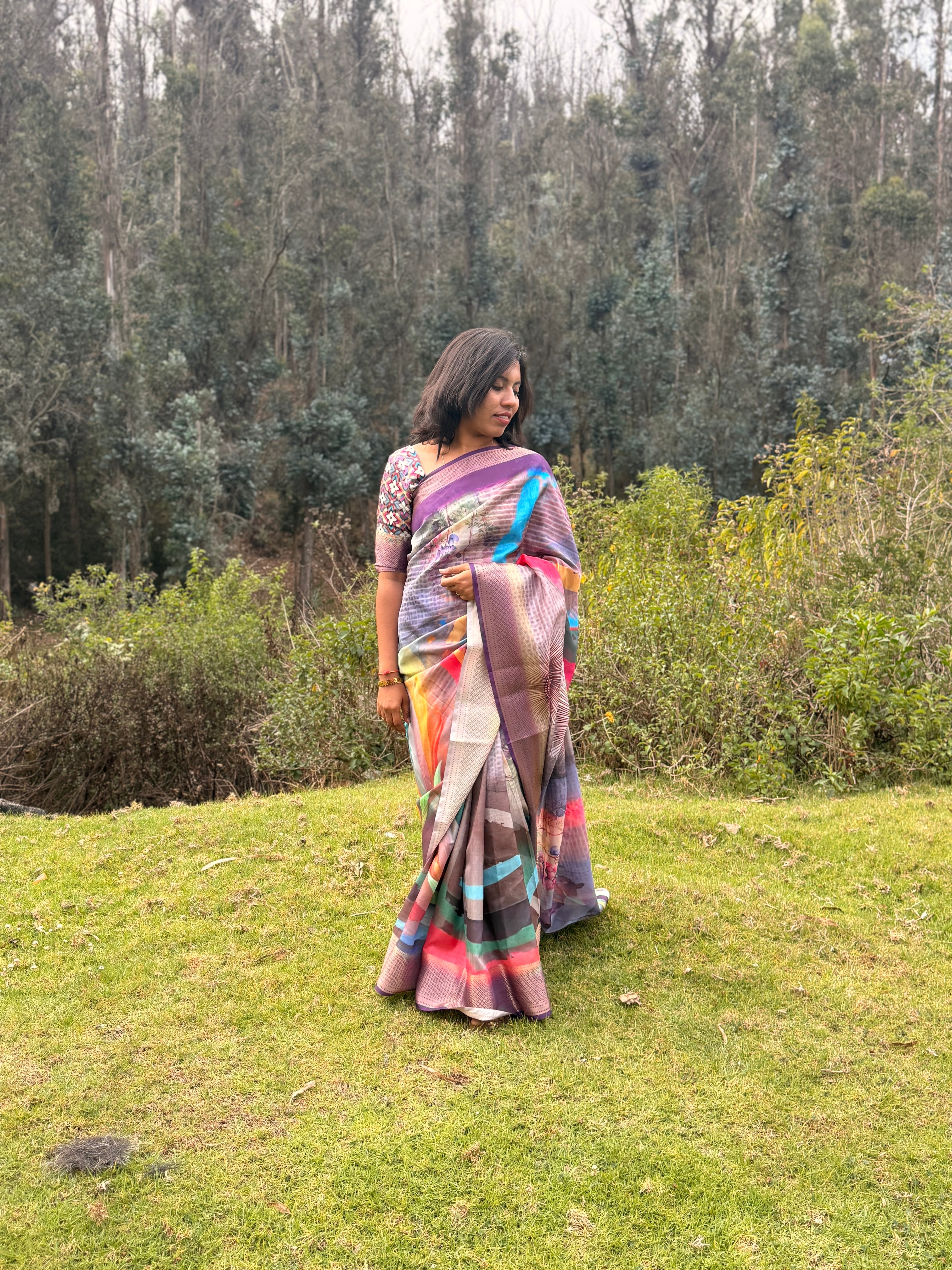 Multicolor Soft Silk Saree