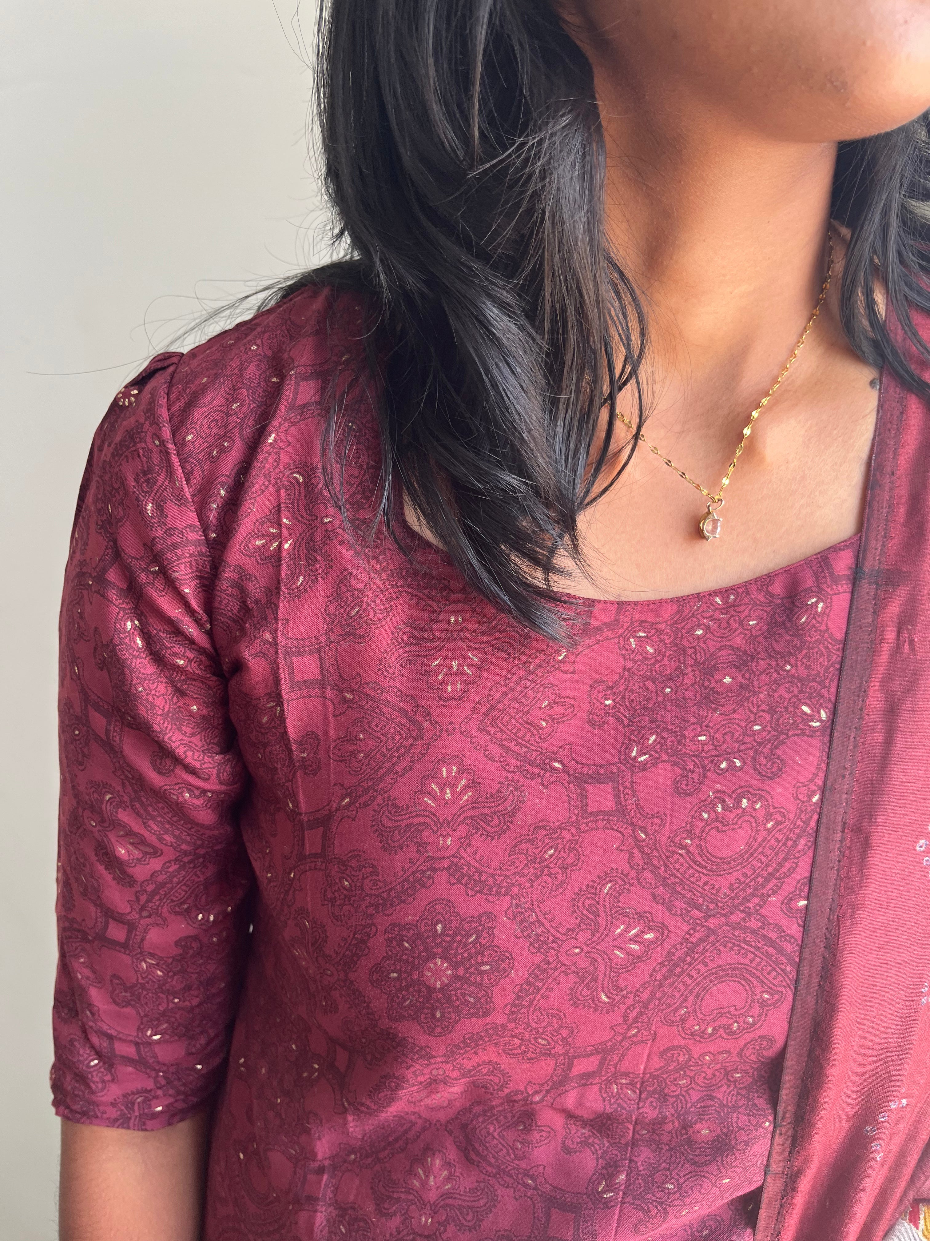 Wine Elegance Kurti Set