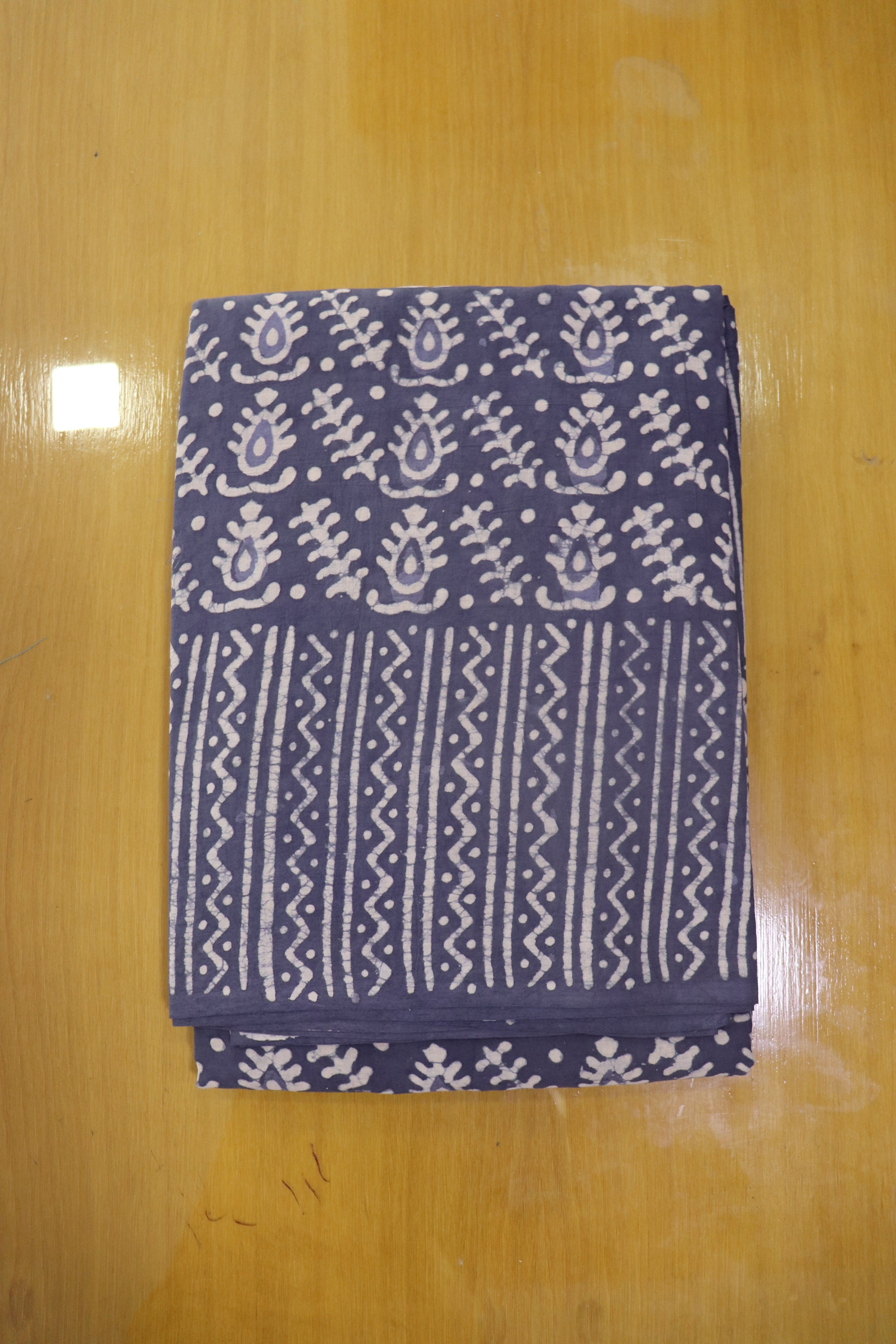 White batik Indigo blue jaipur cotton saree