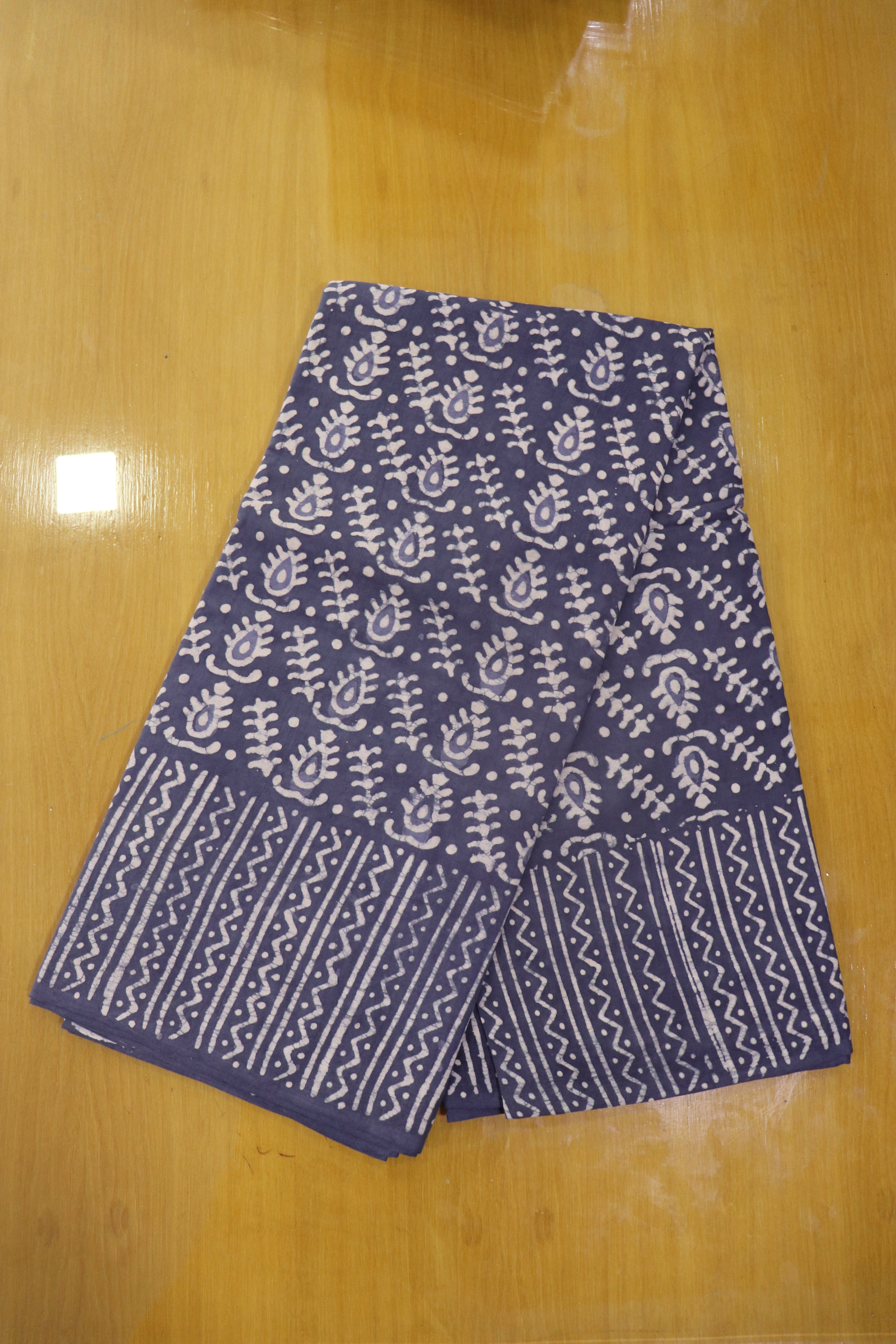 White batik Indigo blue jaipur cotton saree