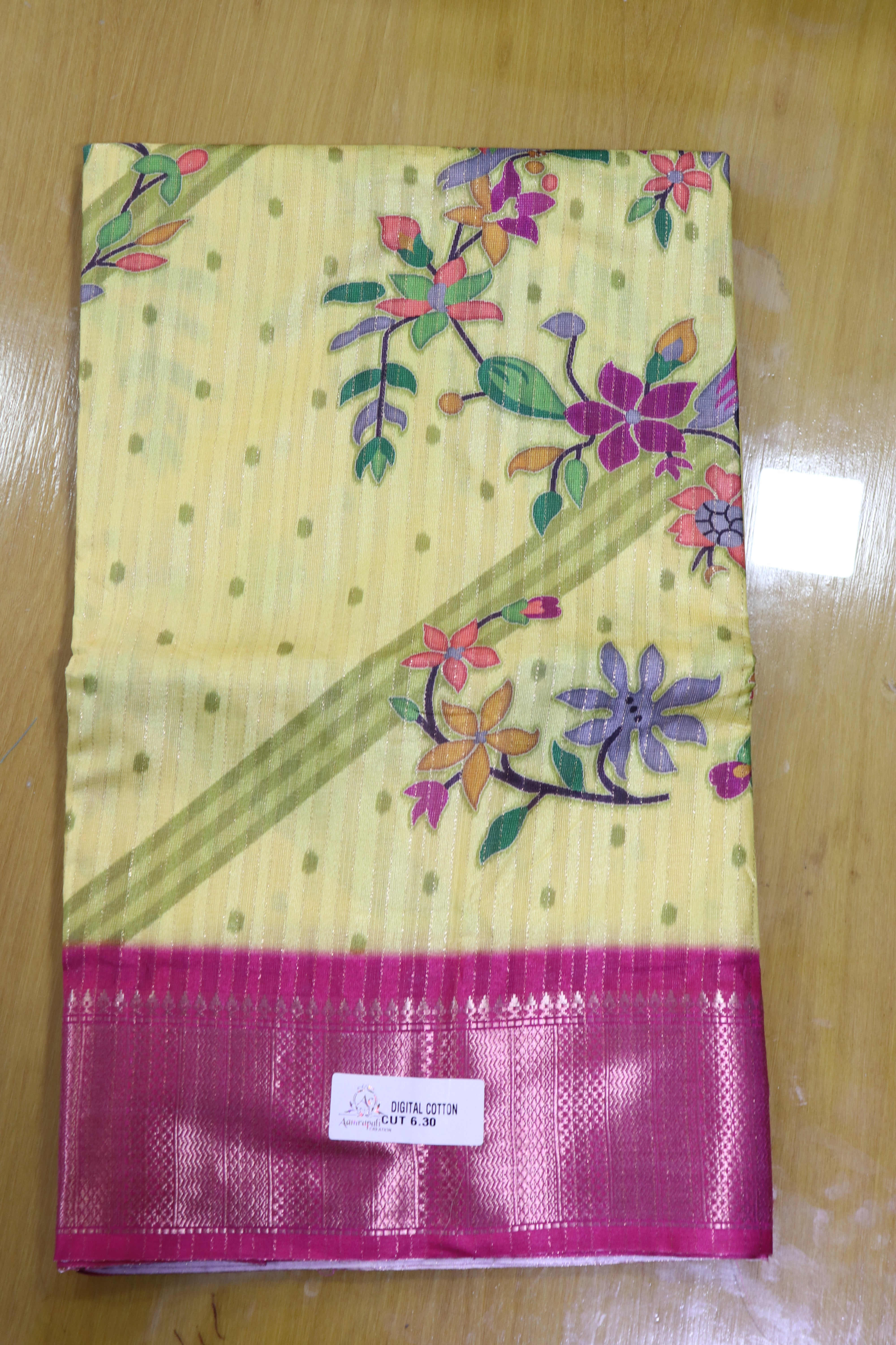 Light Yellow Digital Print saree