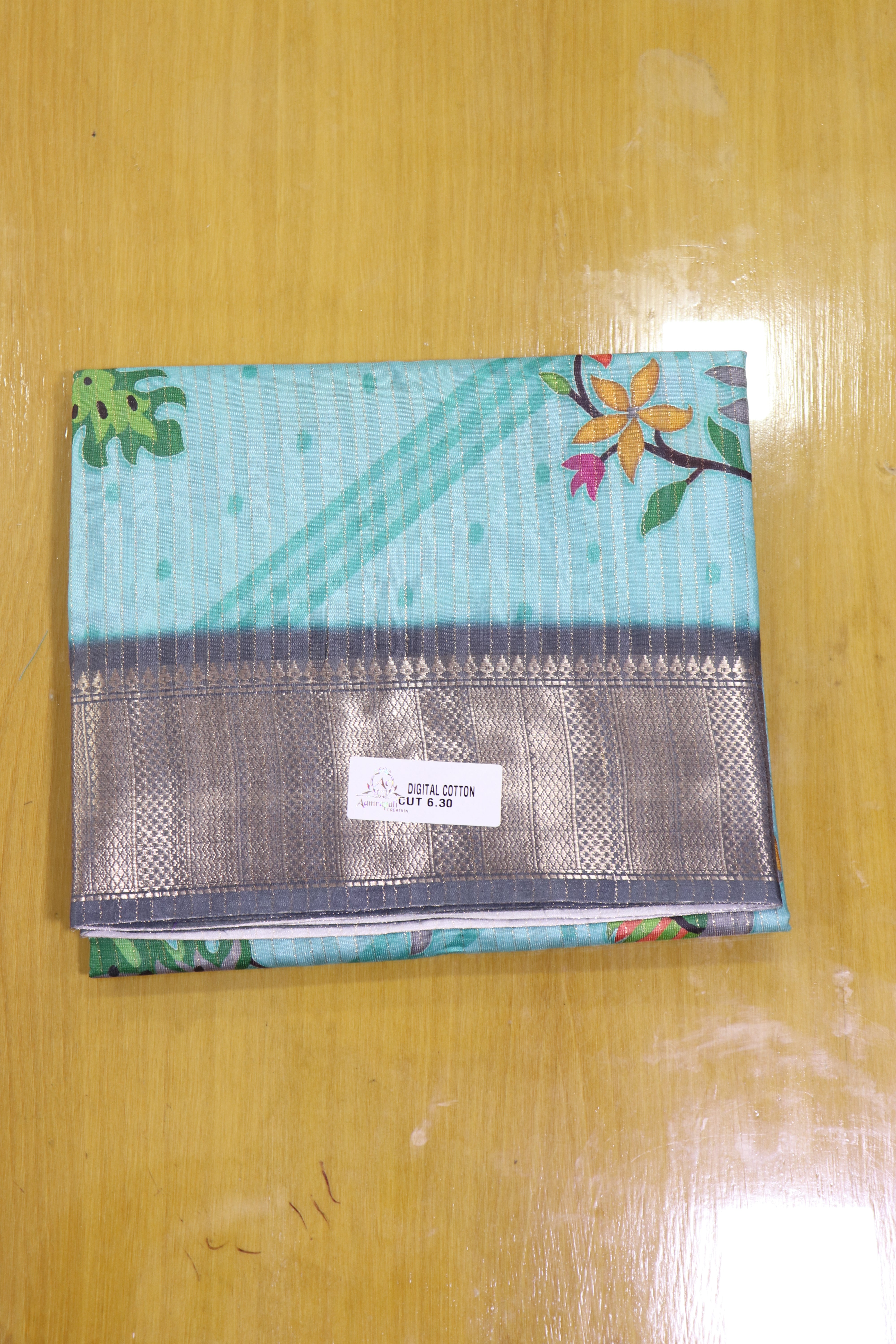 Sky Blue  Digital Print saree