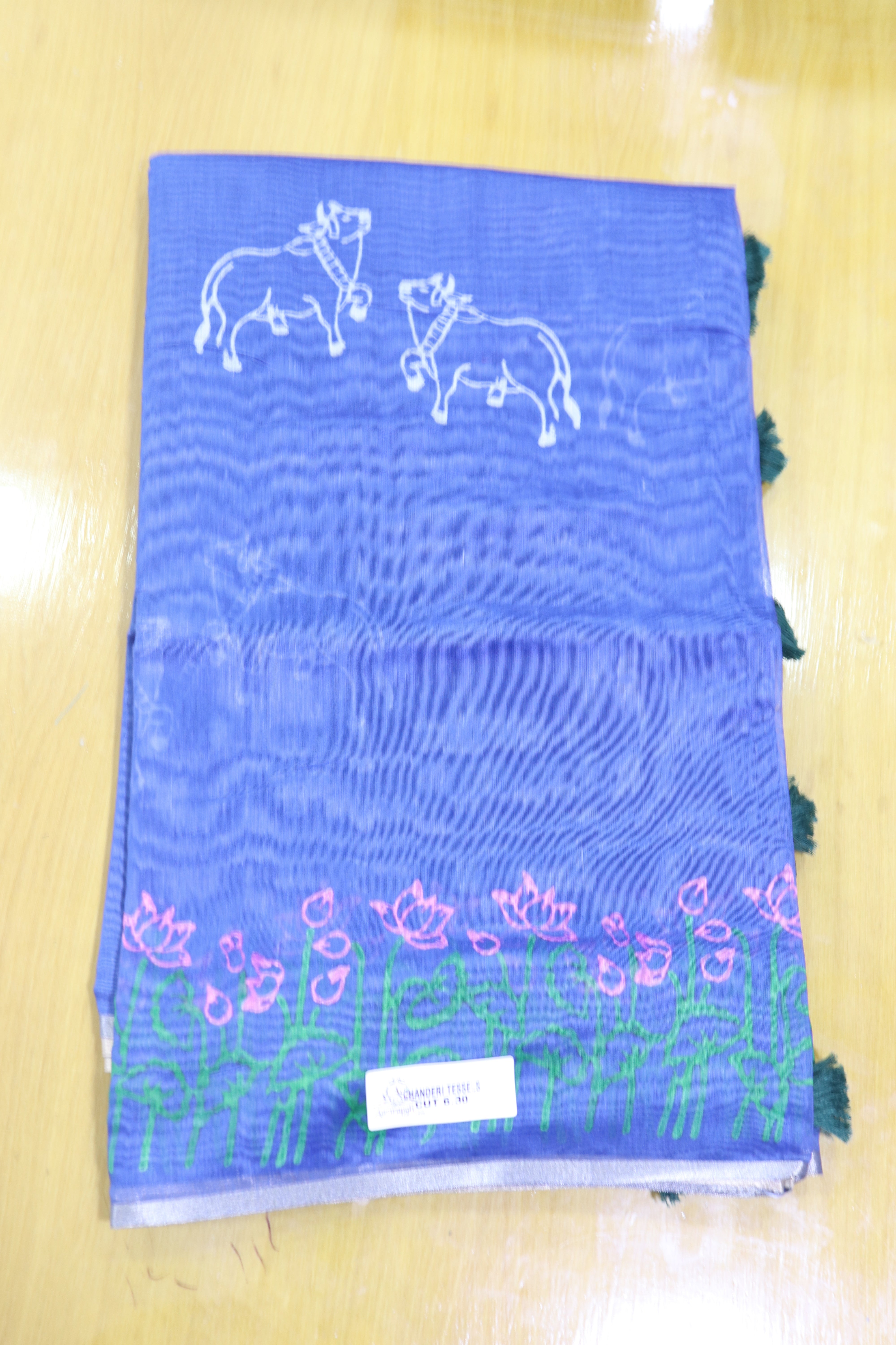 Blue Chanderi saree