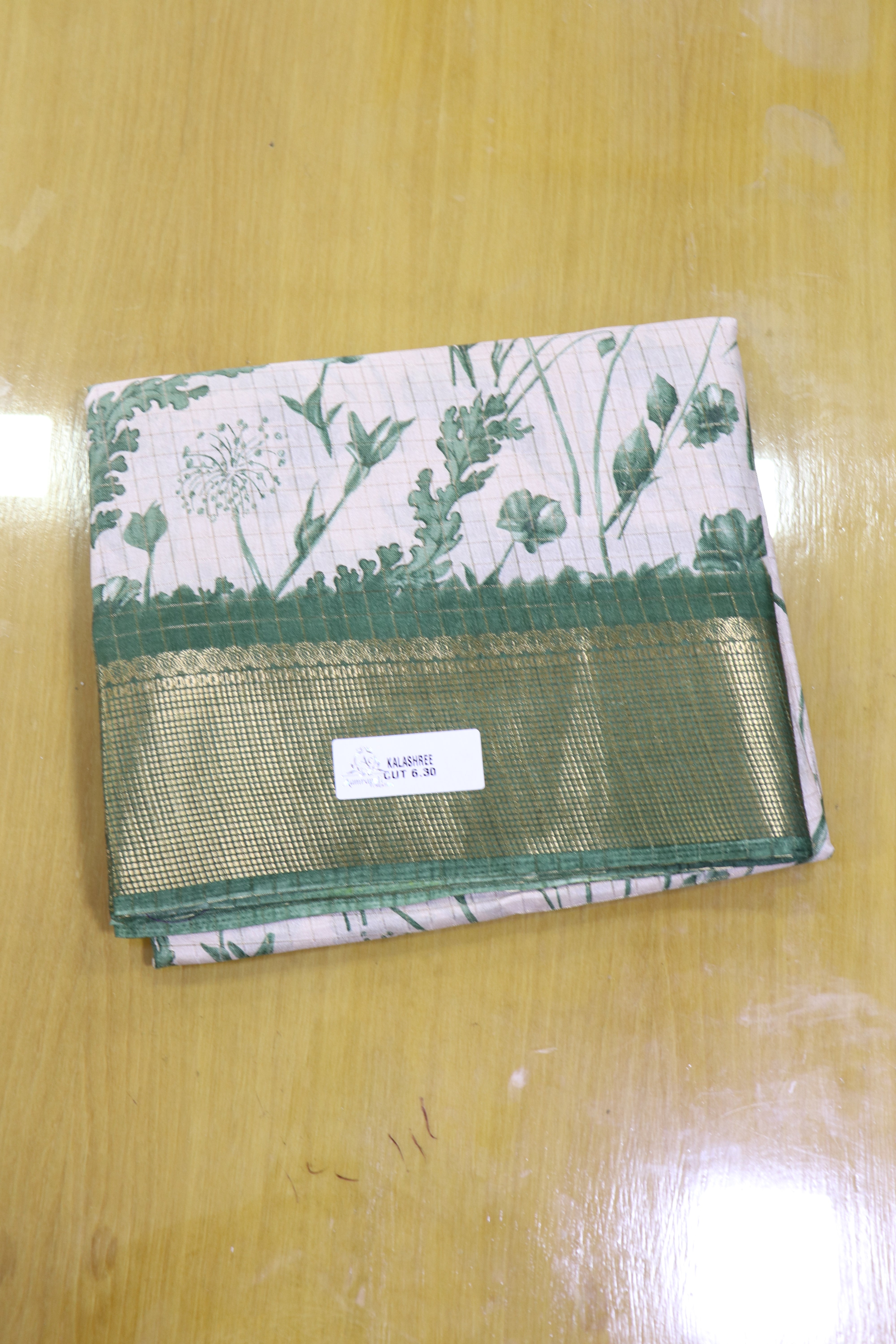 Green Printed cotton saree