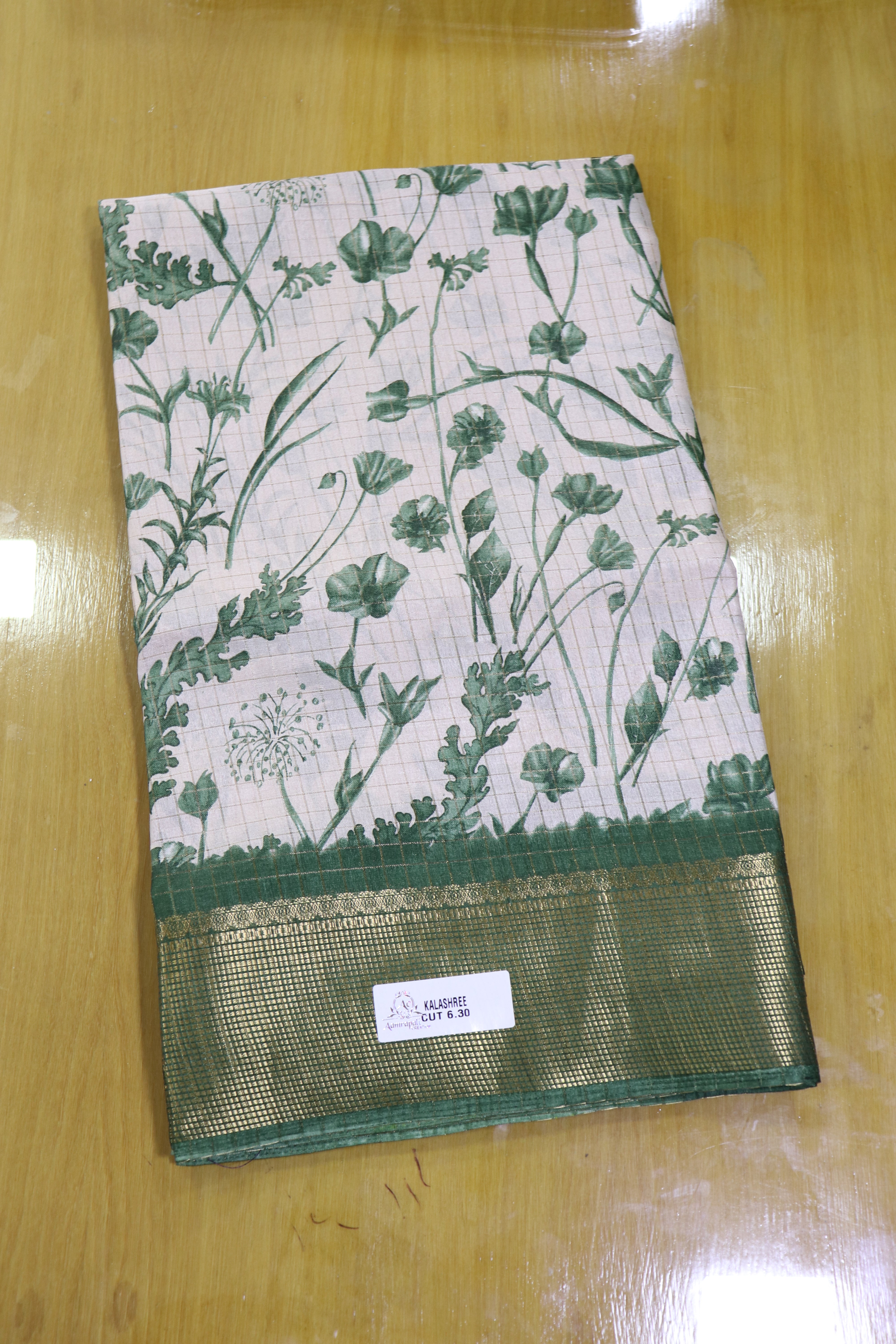 Green Printed cotton saree