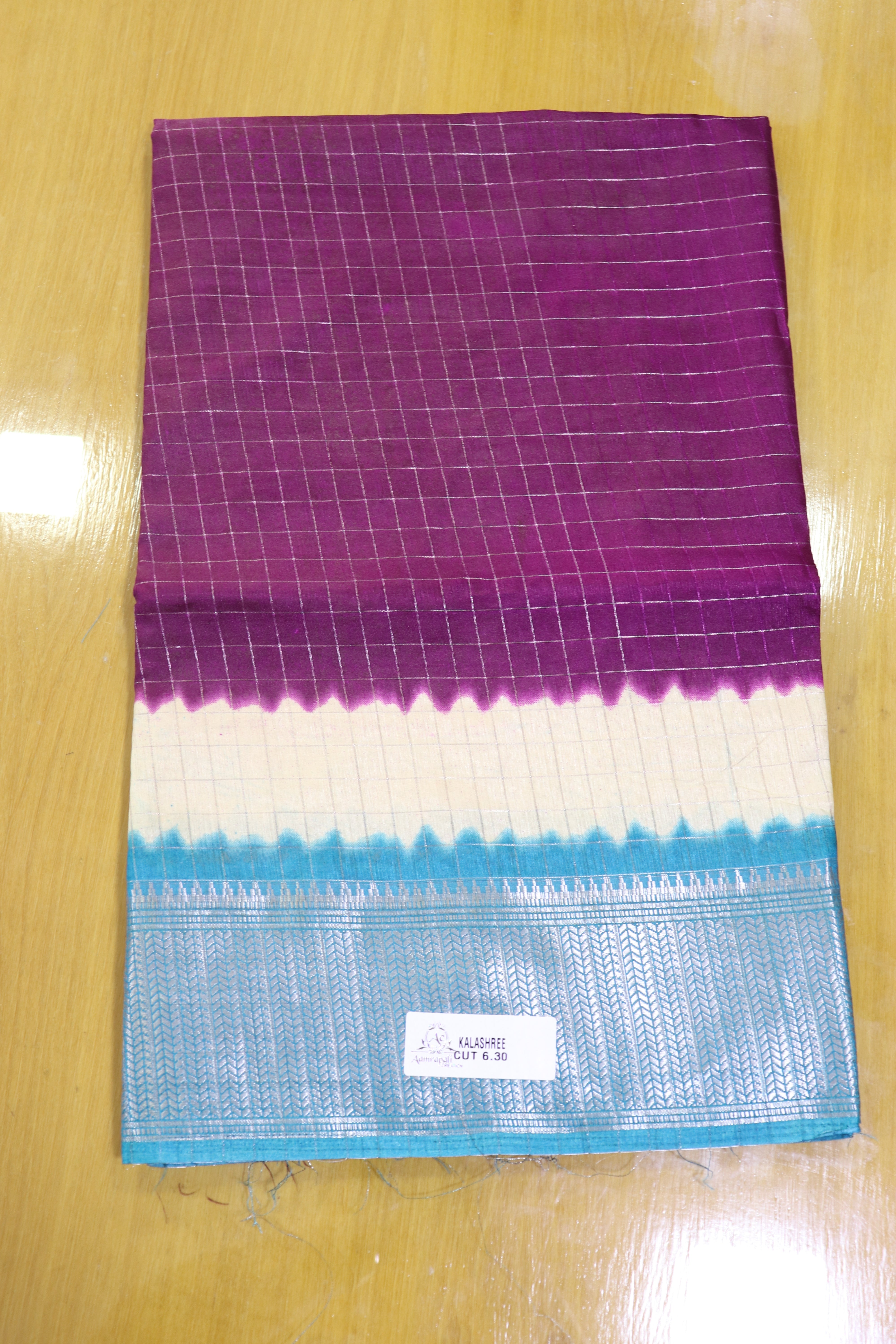 Magenta checked art silk saree