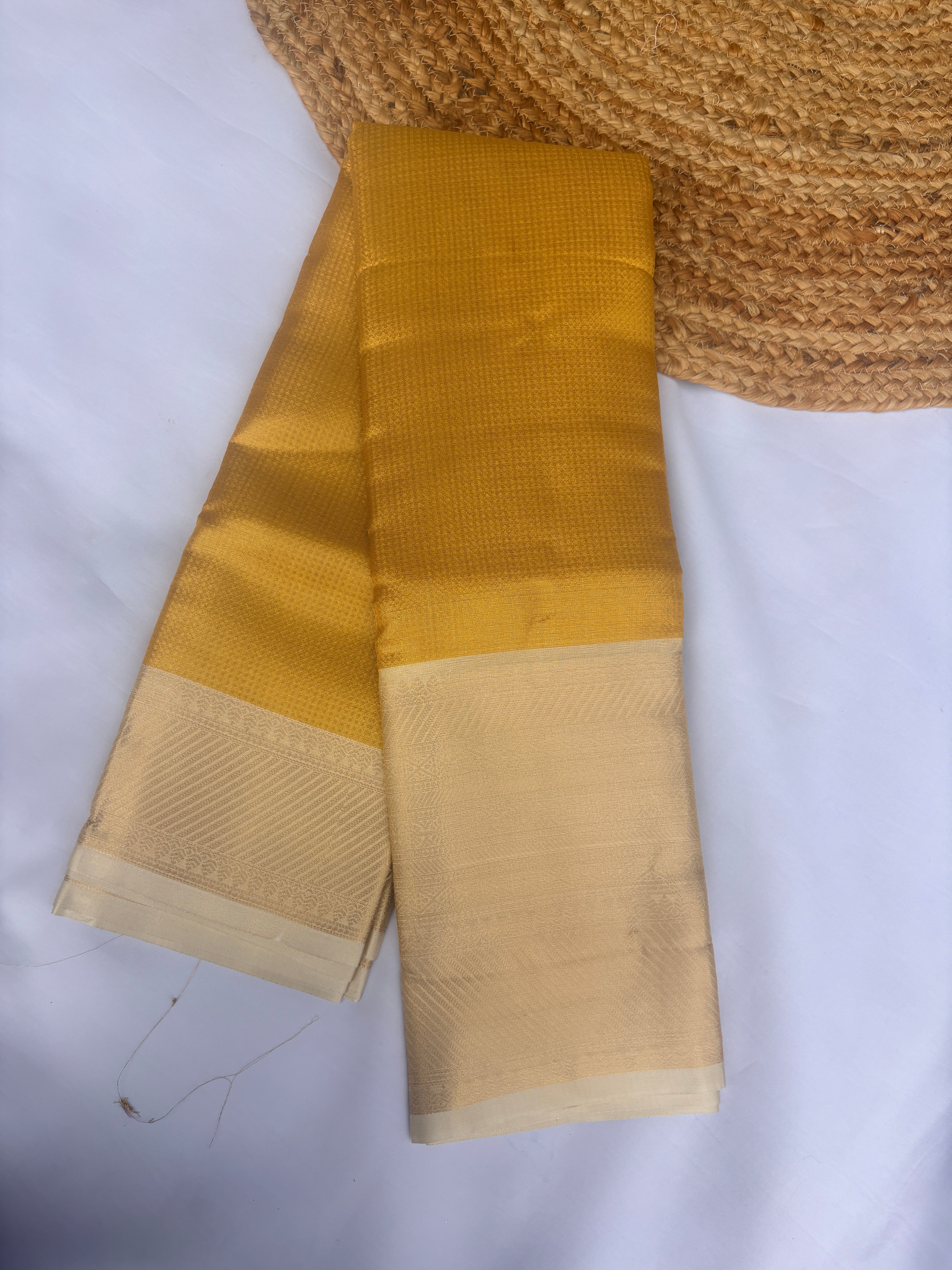 Yellow Silk Saree with Elegant Gold Zari Border