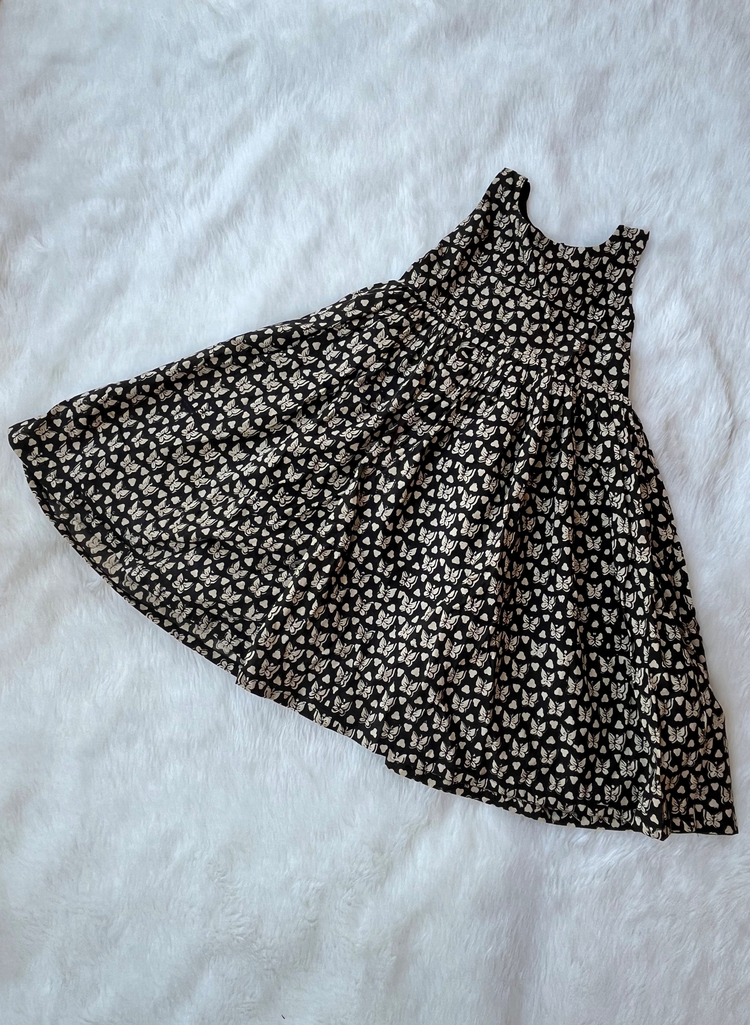 Black Butterfly Print Frock for Girls