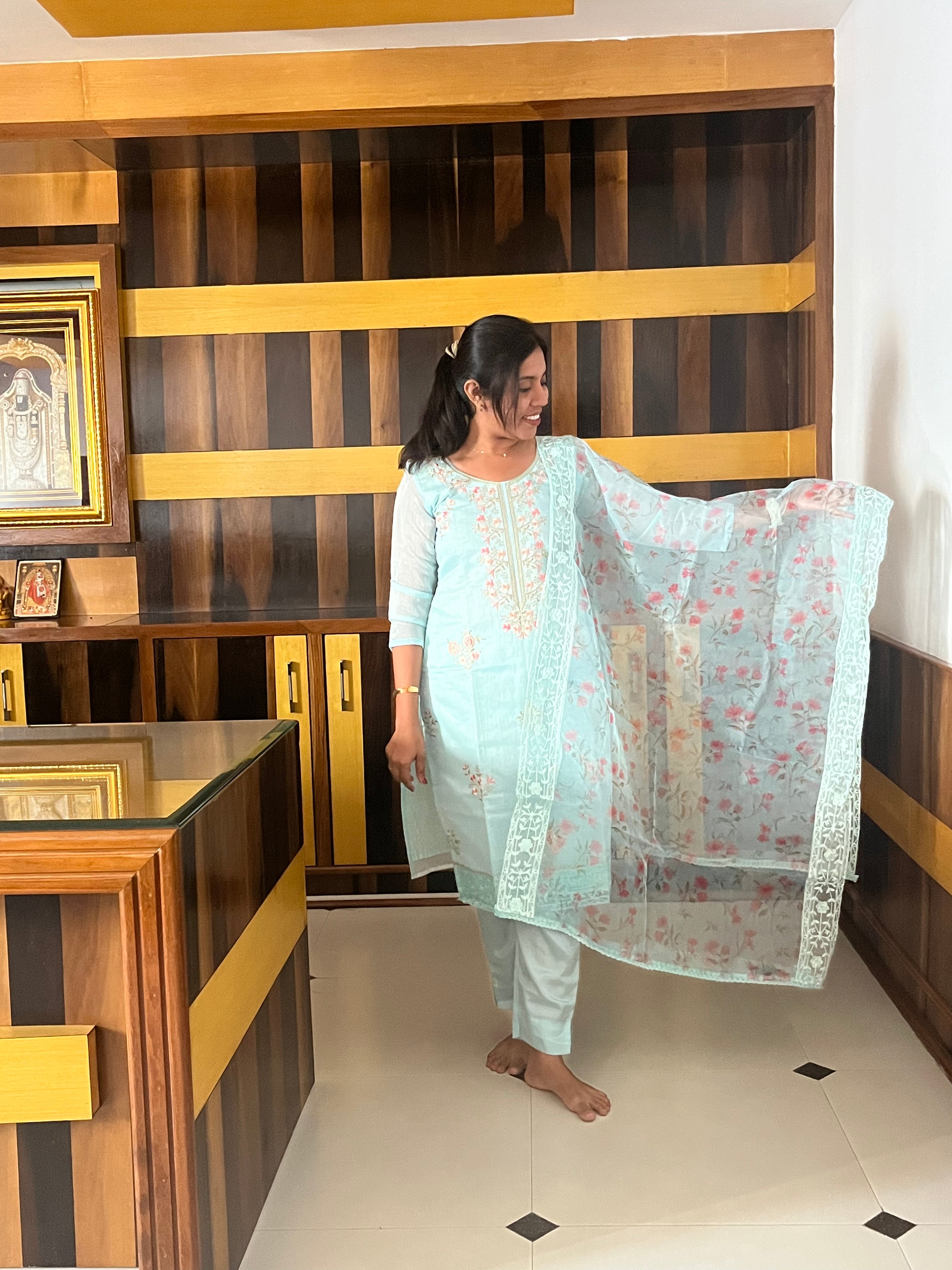 Blue Breeze Dupatta Set