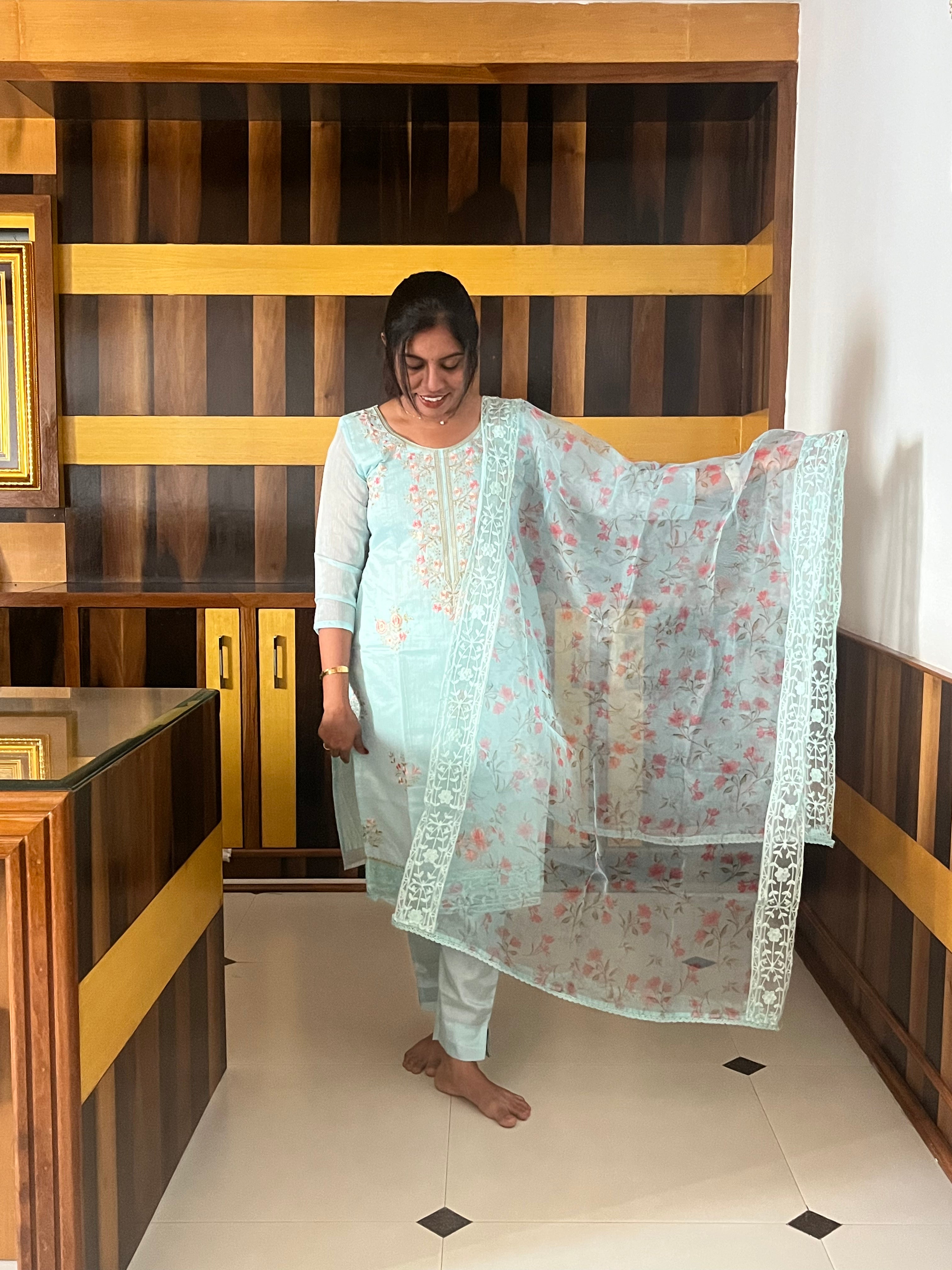 Blue Breeze Dupatta Set