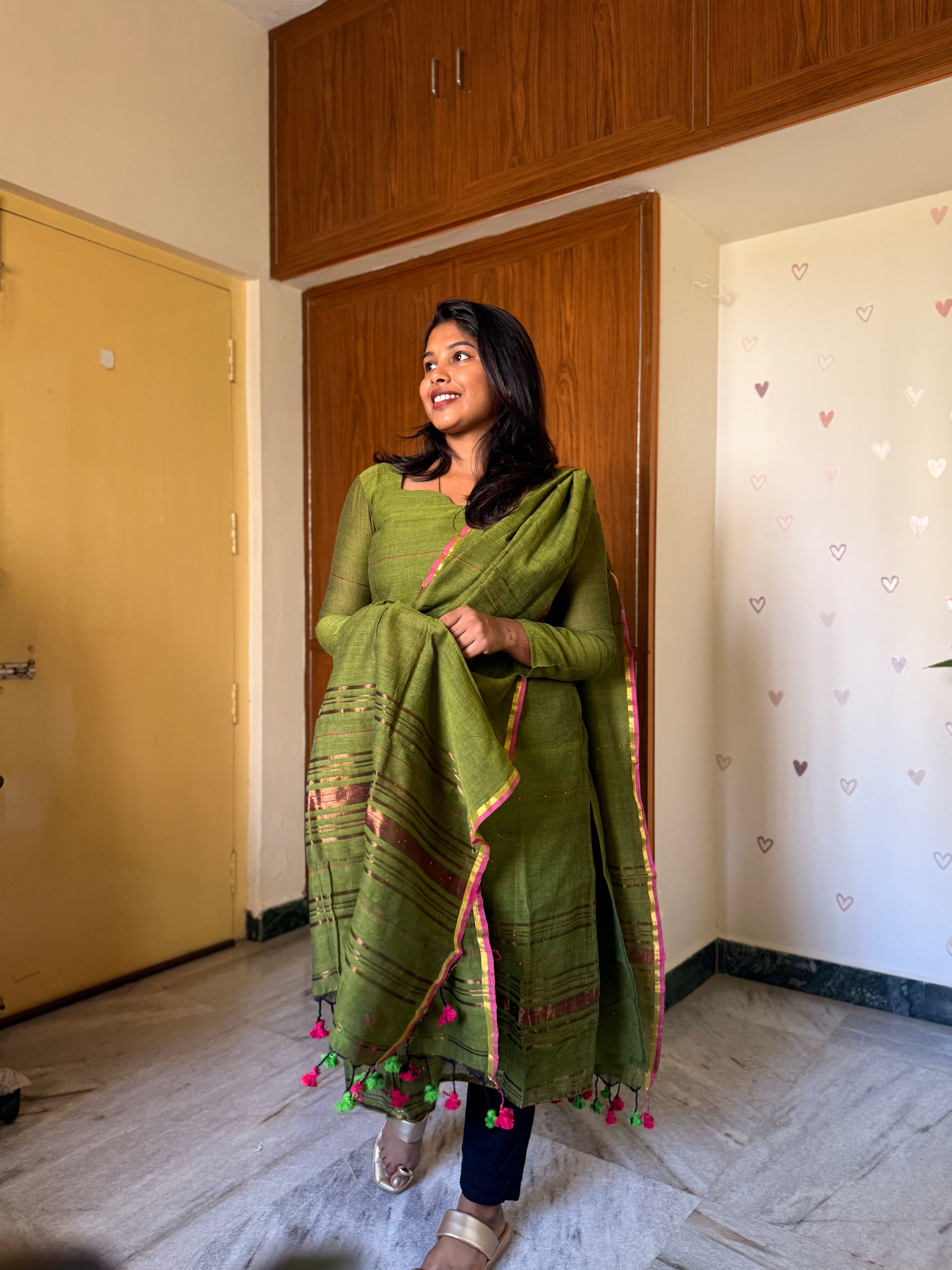 Emerald Elegance handloom 2pcs set