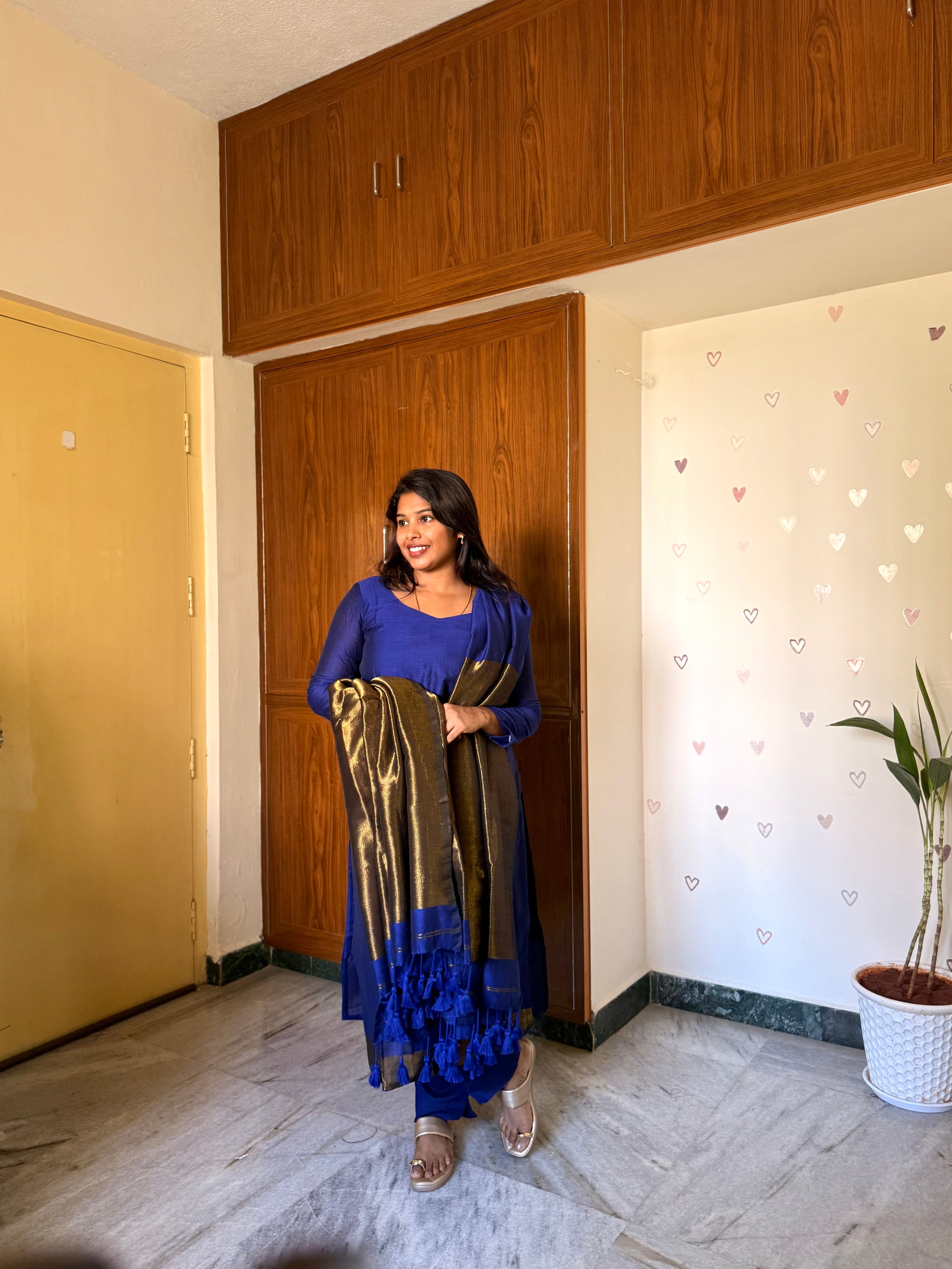 Royal Blue & Gold Elegance cotton 3 pcs set
