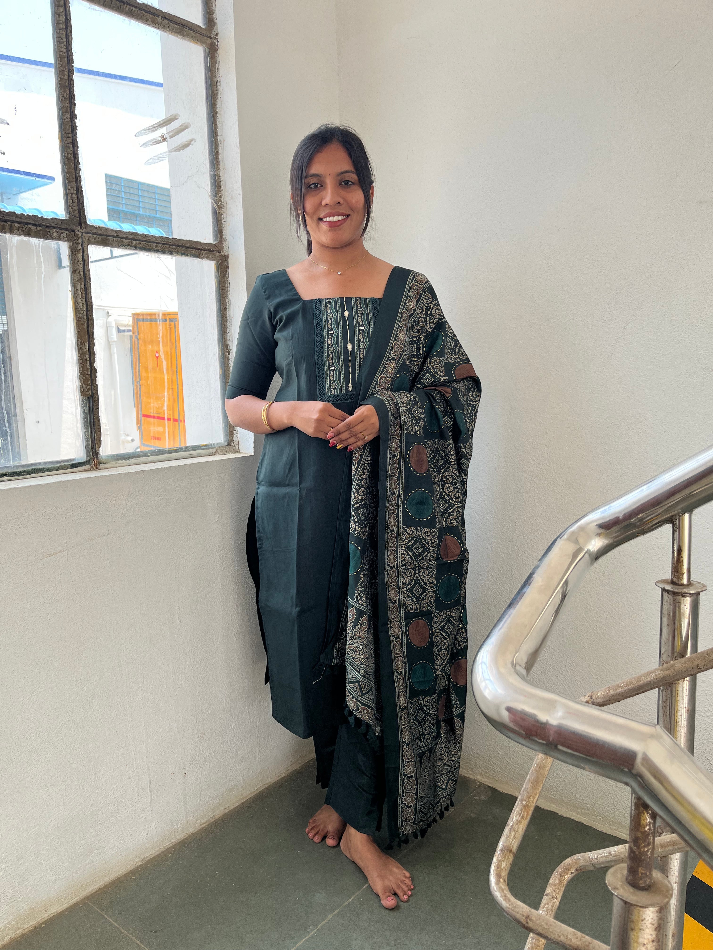 Royal Heritage Bottle Green Salwar Suit