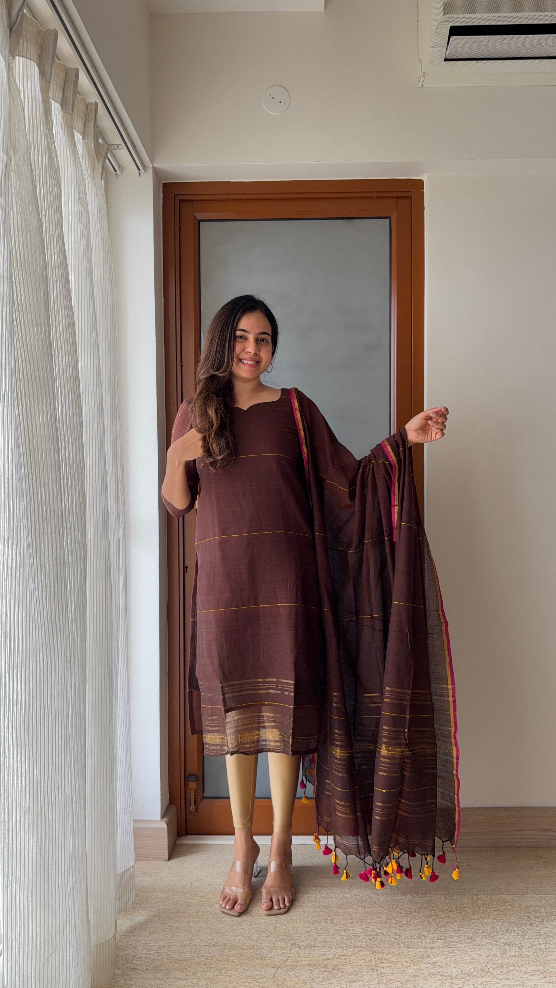 Cocoa Brown Handloom 2Pcs Set
