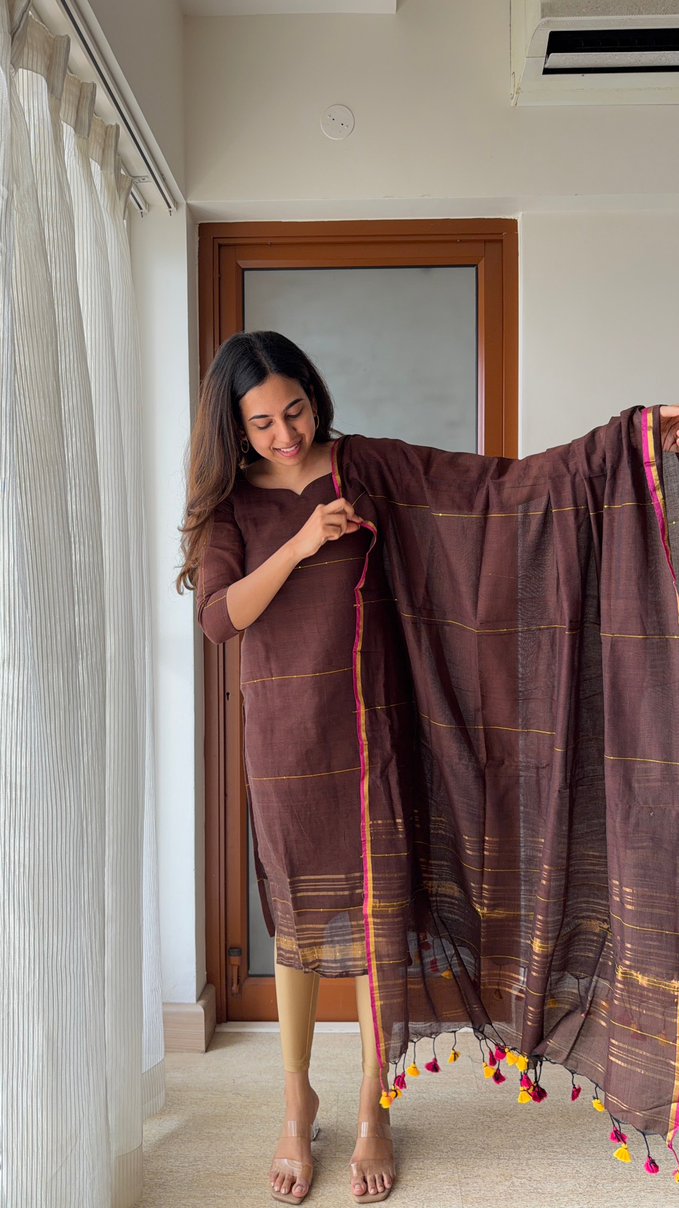 Cocoa Brown Handloom 2Pcs Set