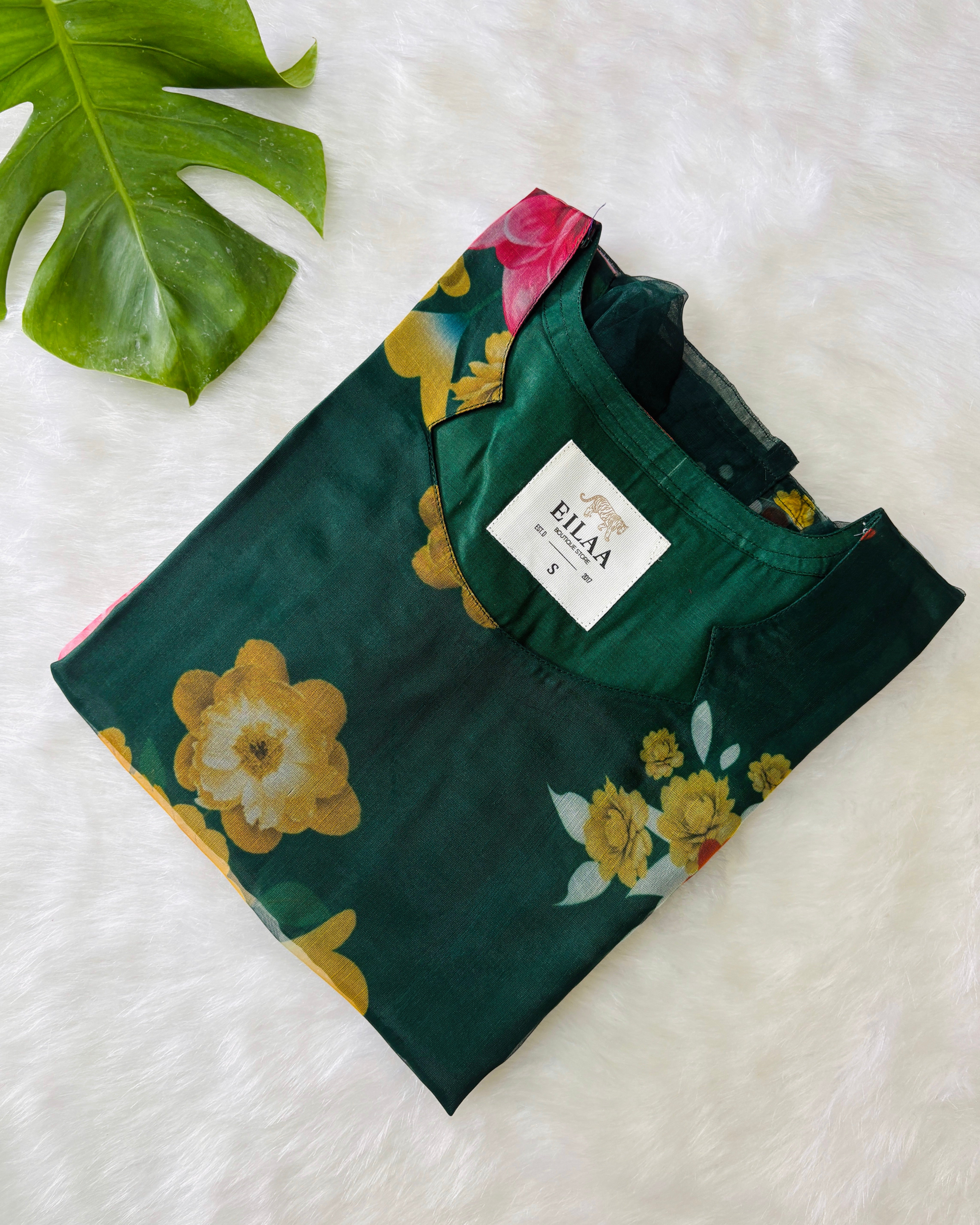Dark Green Organza Kurti