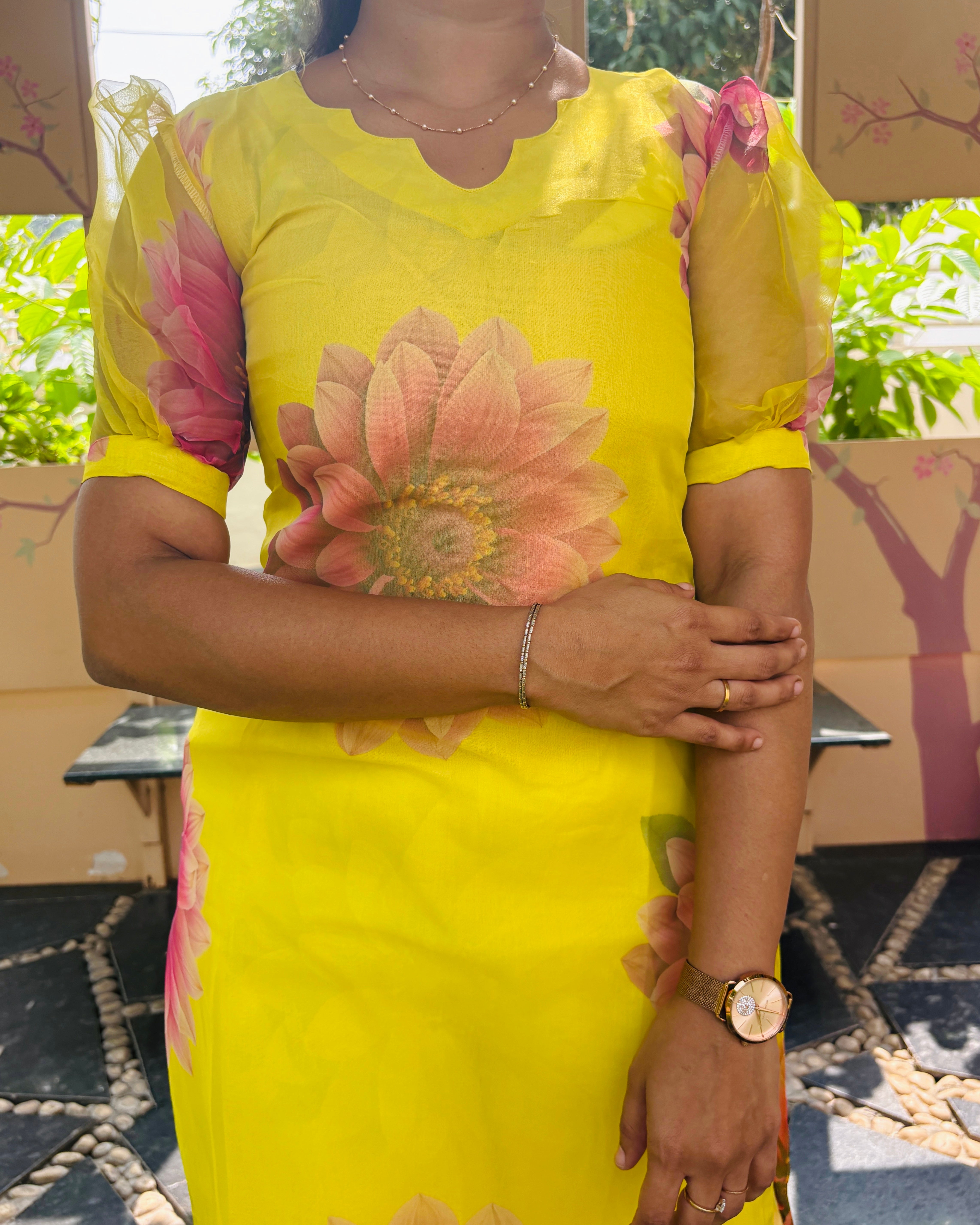 Yellow Organza Kurti