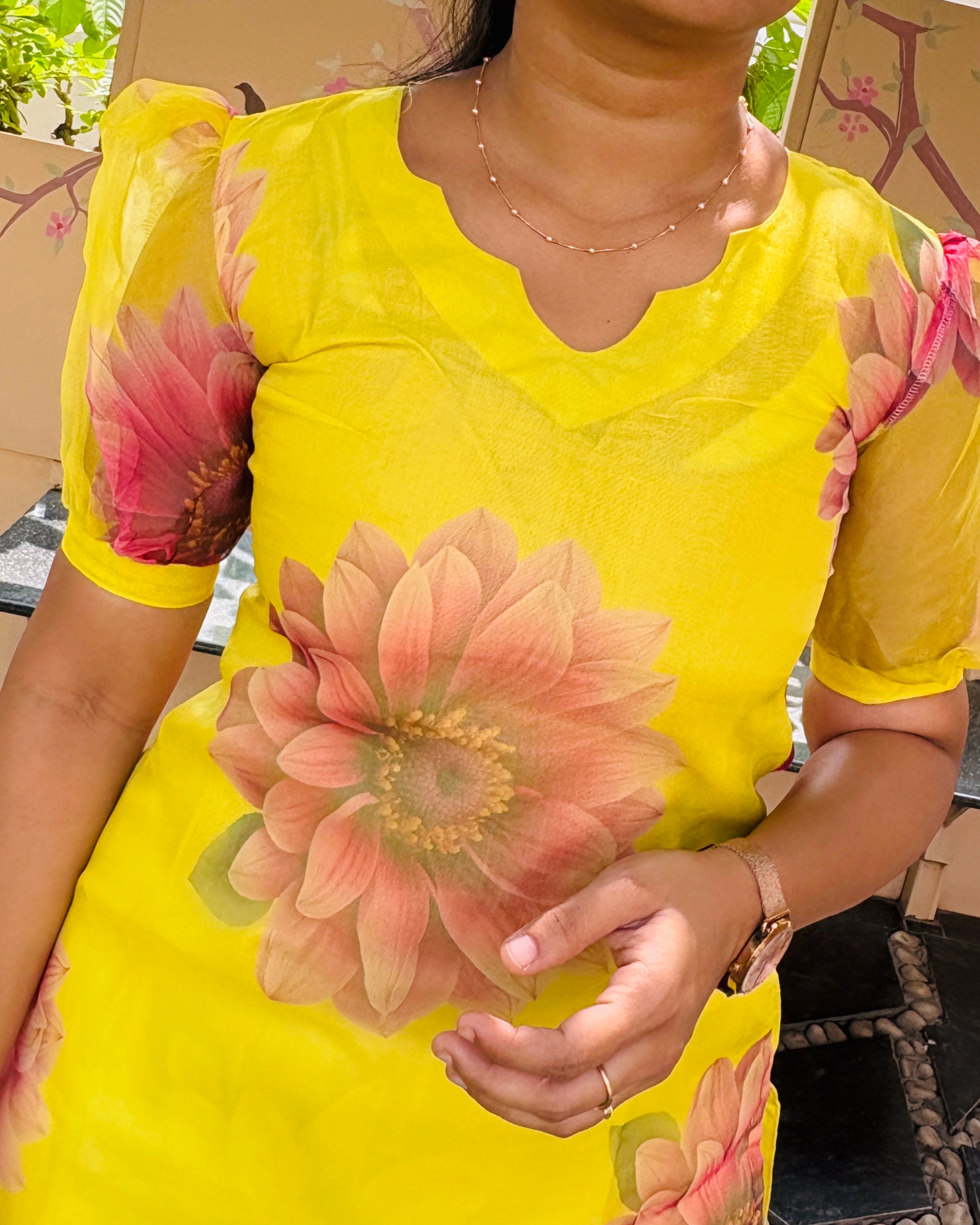 Yellow Organza Kurti