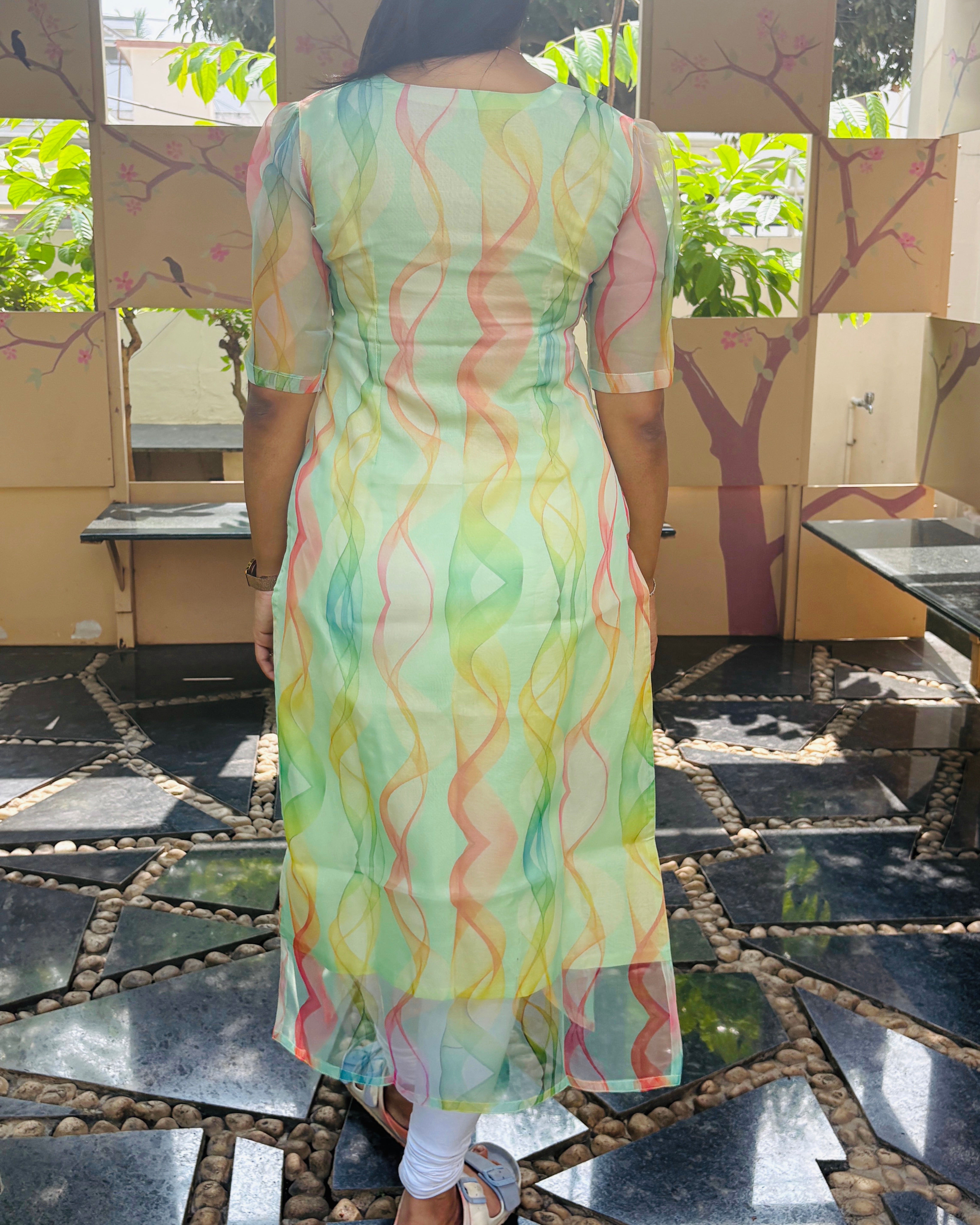 Light Green Organza Kurti