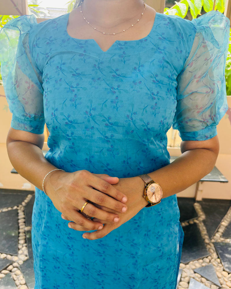 Blue Organza Kurti