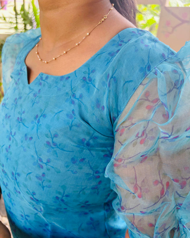 Blue Organza Kurti