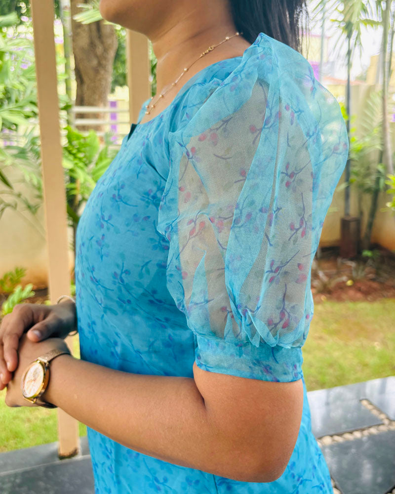 Blue Organza Kurti