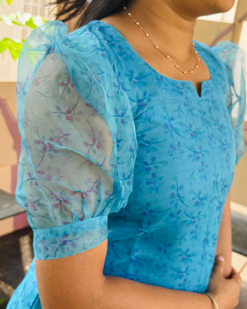 Blue Organza Kurti