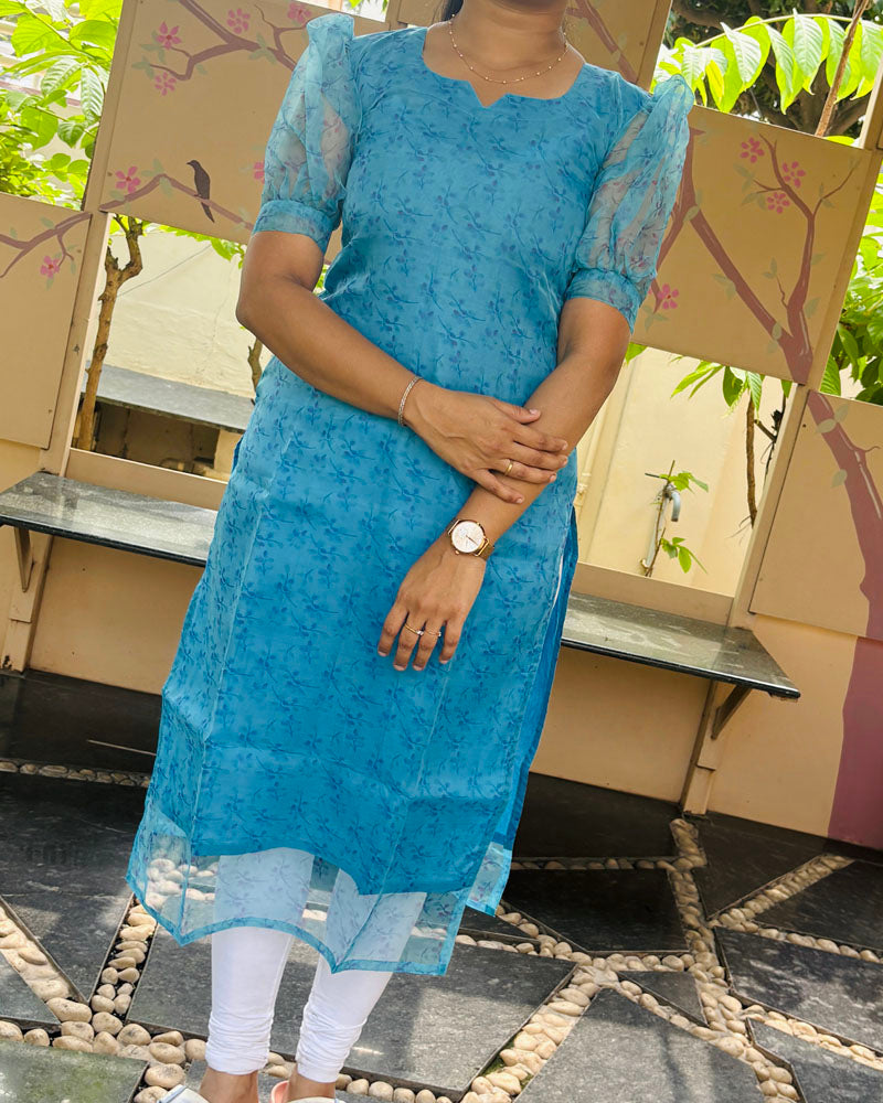 Blue Organza Kurti