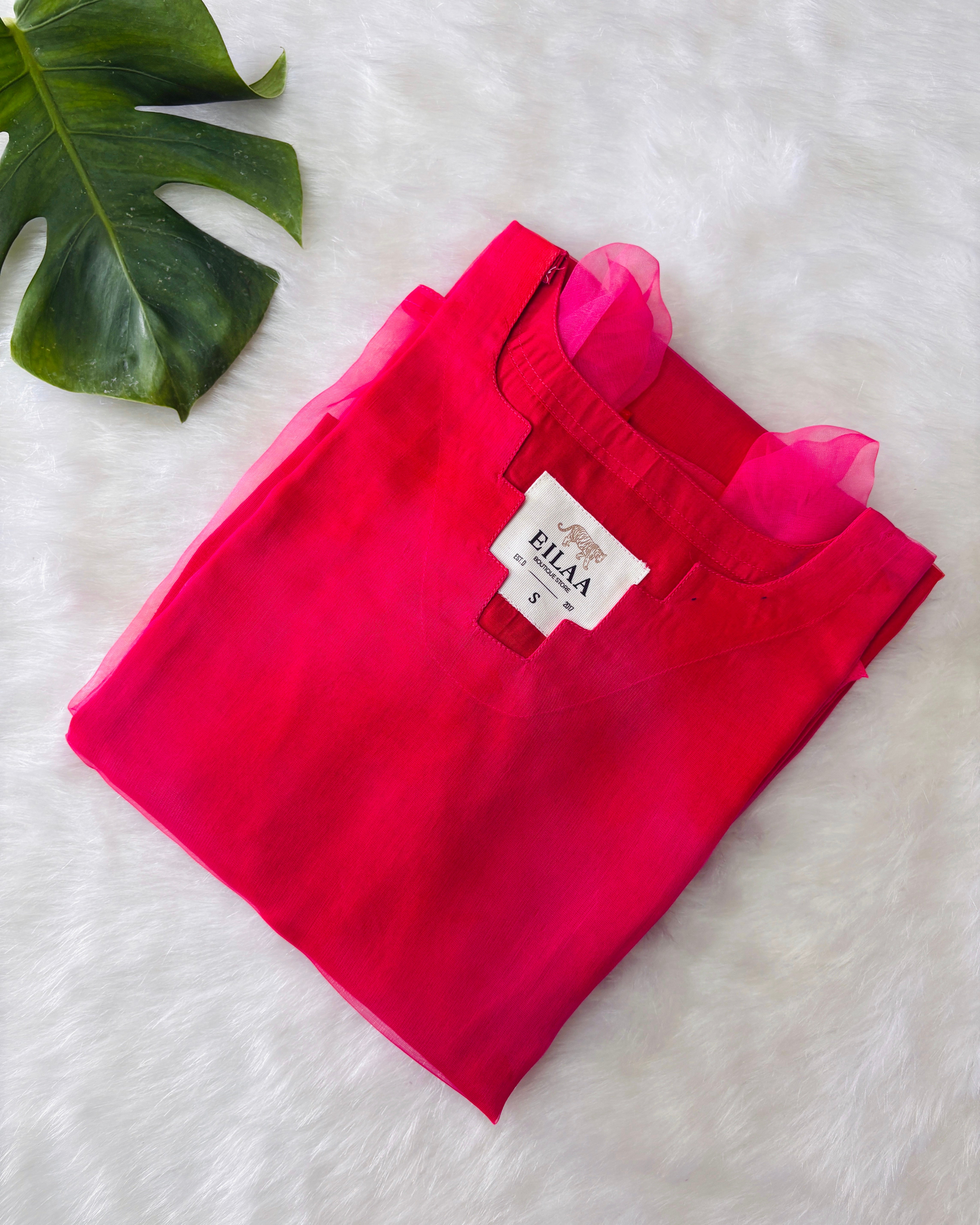 Plain Pink Organza Kurti